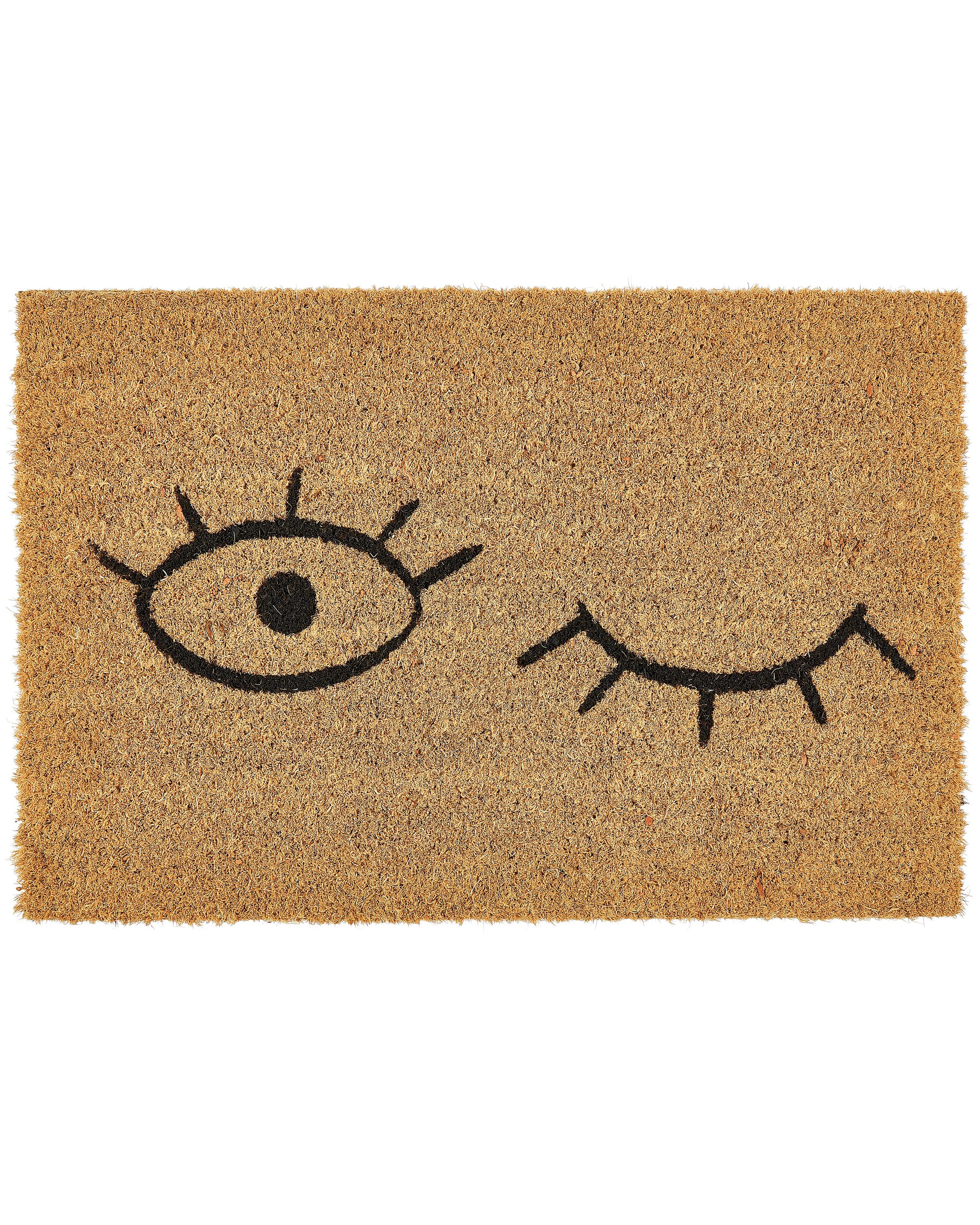 Coir Doormat Eye Motif Natural TAPULAO - Gemini Interiors