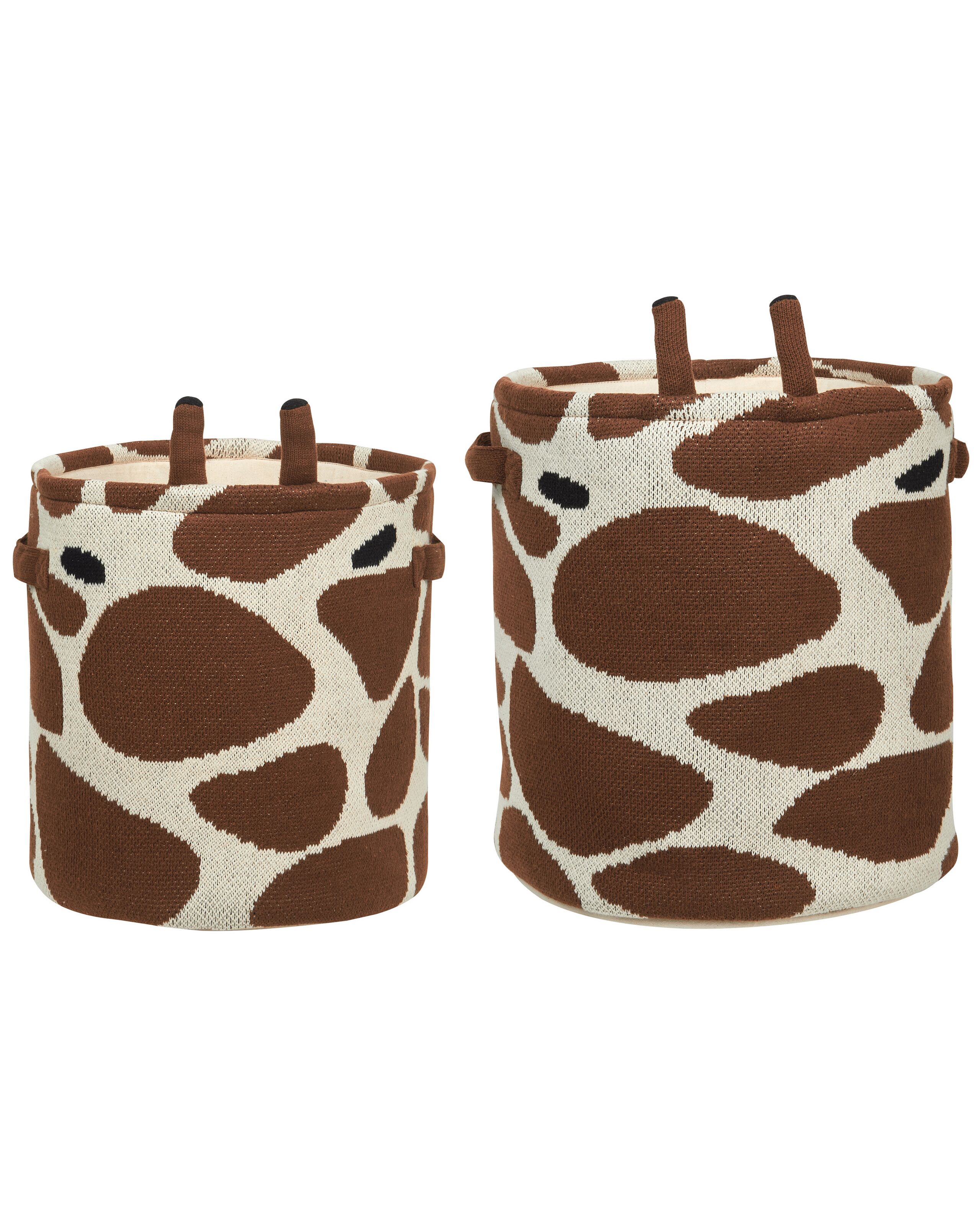 Set of 2 Cotton Baskets Beige and Brown - Gemini Interiors