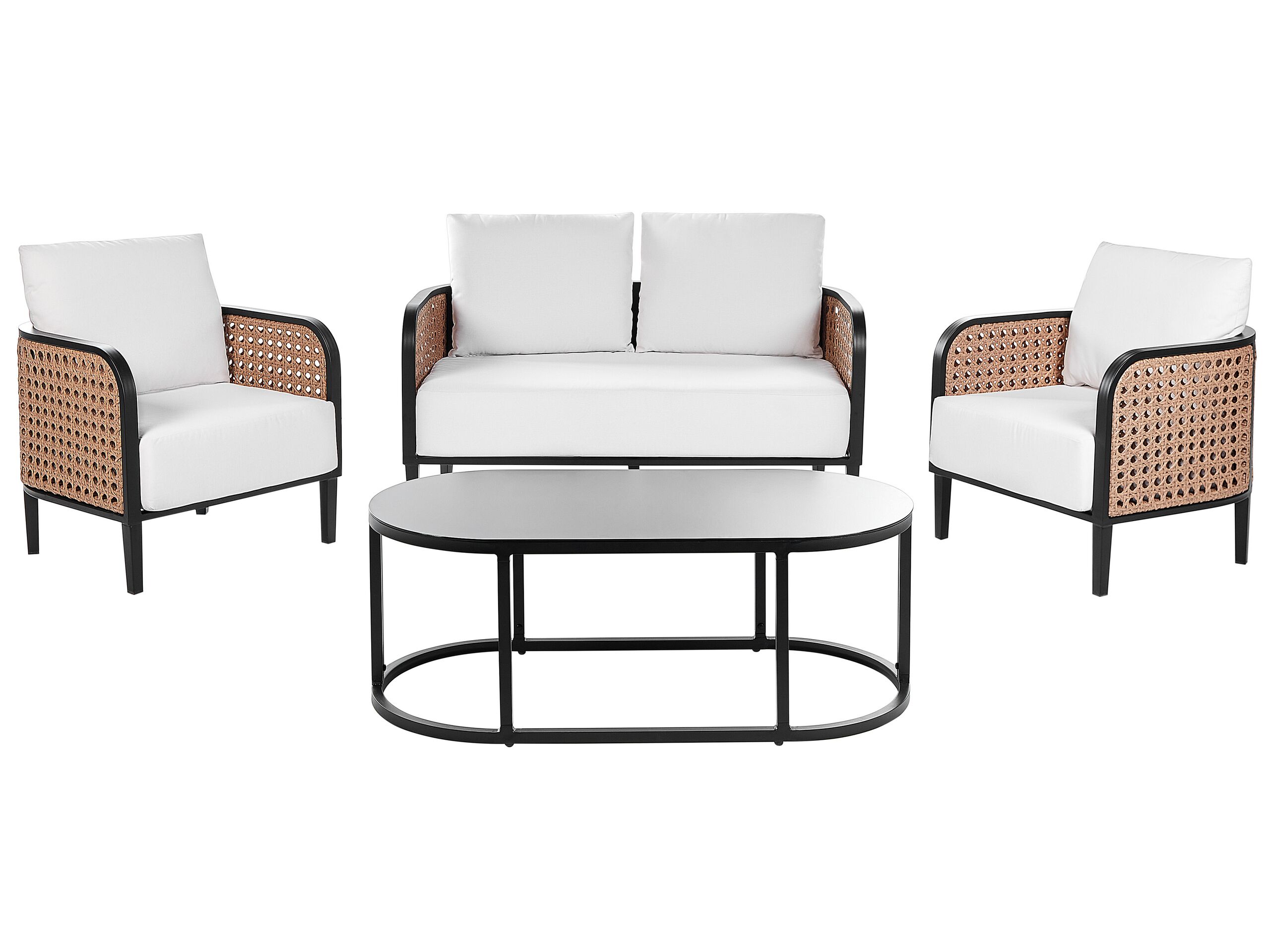 4 Seater Aluminium Garden Sofa Set Off-White MONTEFALCO - Gemini Interiors