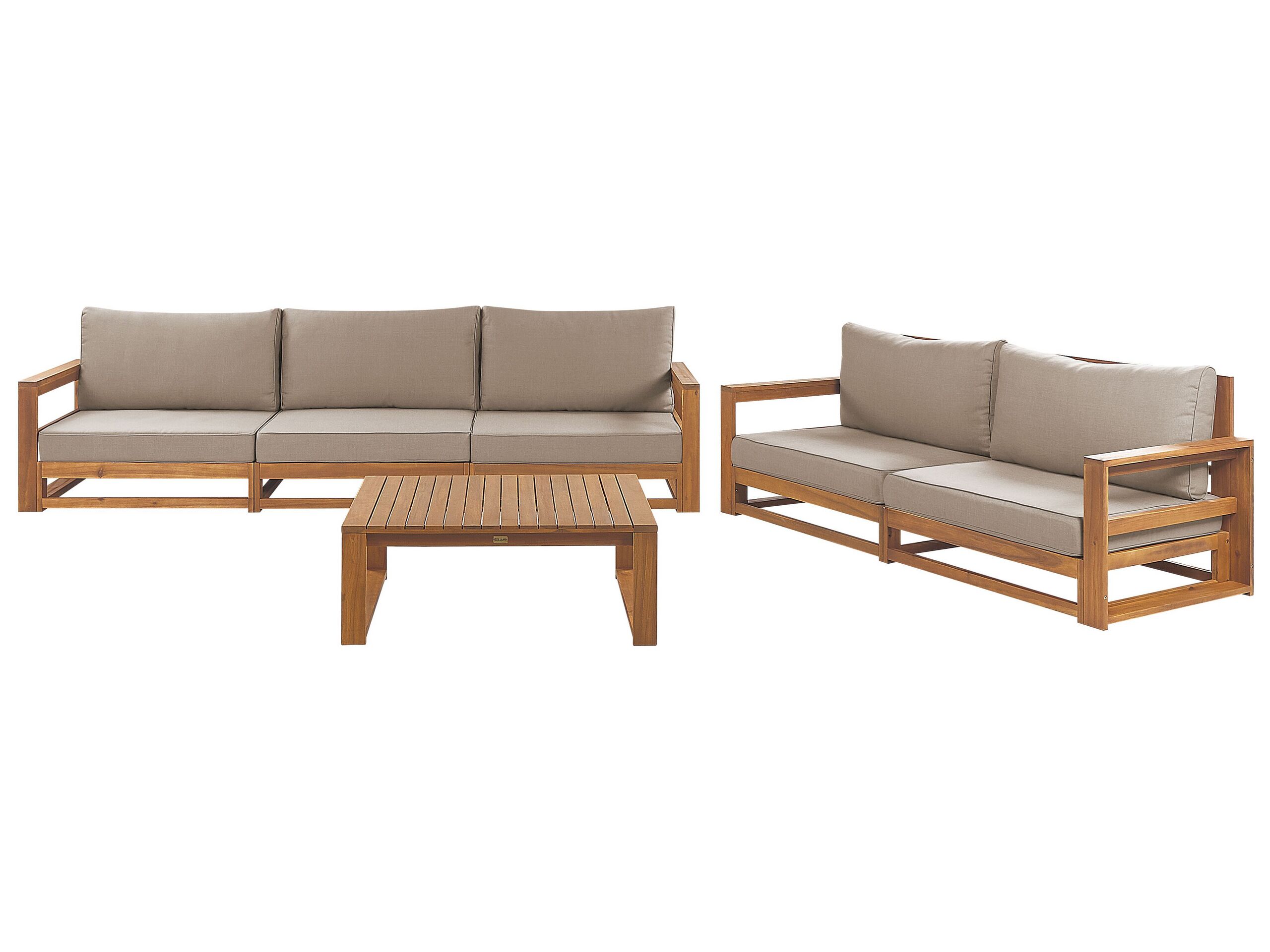 5 Seater Certified Acacia Wood Garden Sofa Set Light TIMOR II - Gemini Interiors