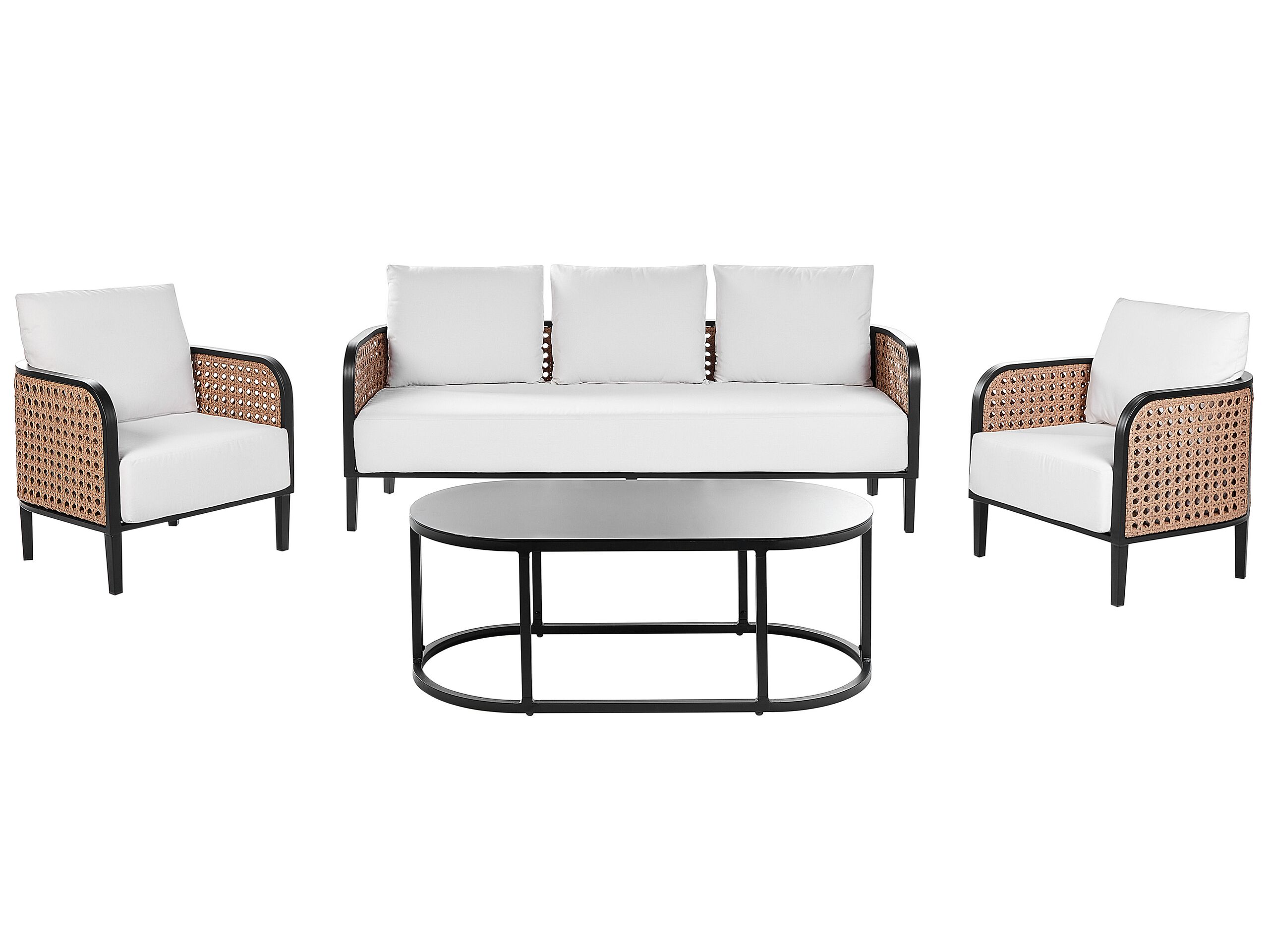 5 Seater Aluminium Garden Sofa Set Off-White MONTEFALCO - Gemini Interiors