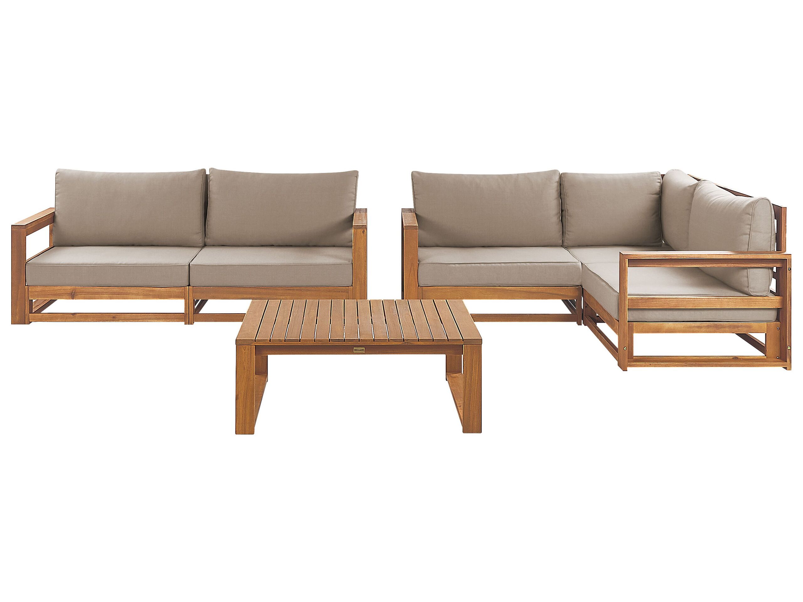4 Seater Certified Acacia Wood Garden Sofa Set Light TIMOR II - Gemini Interiors