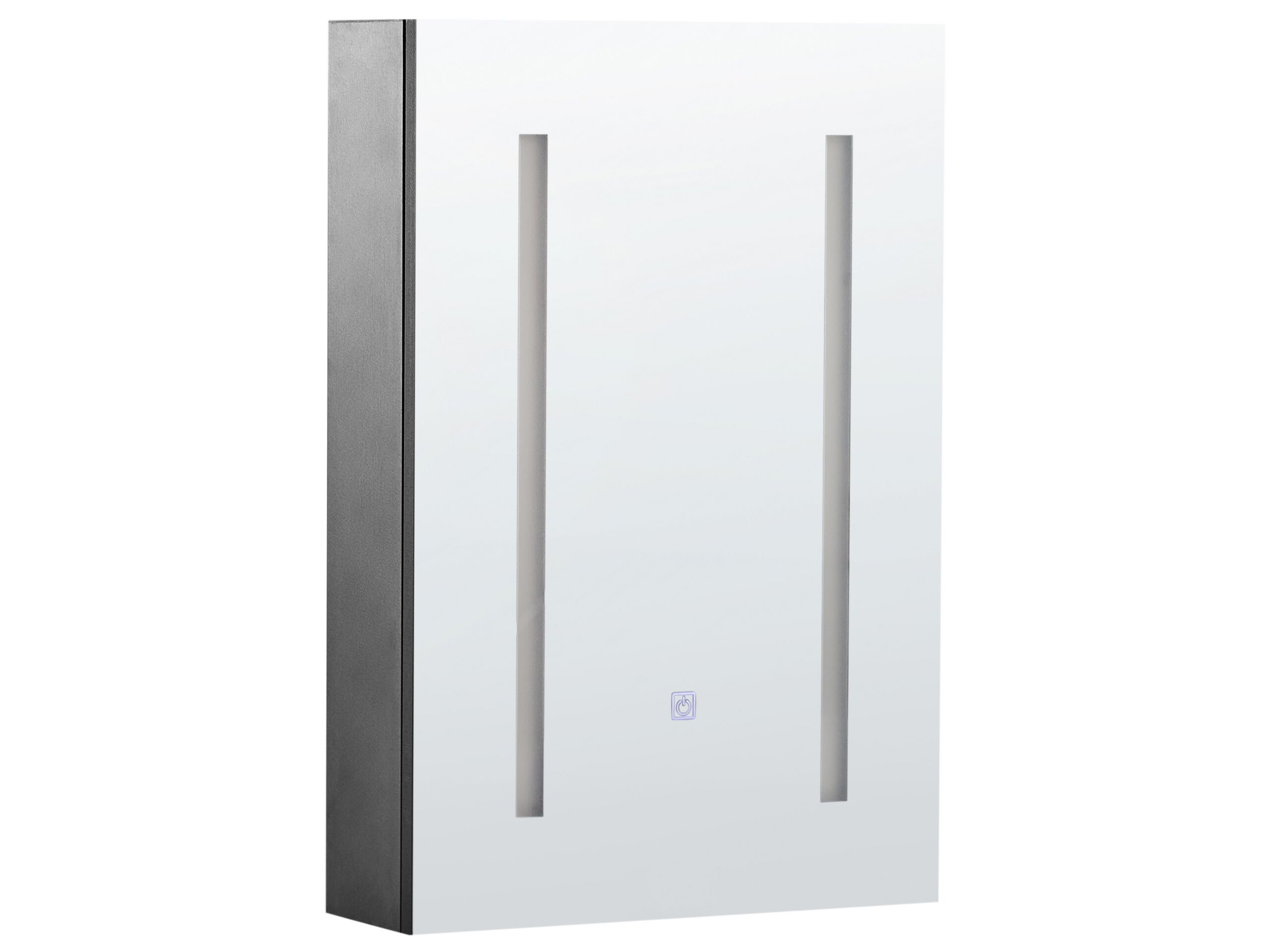 Bathroom Wall Mounted Mirror Cabinet with LED 40 x 60 cm Black CAMERON - Gemini Interiors