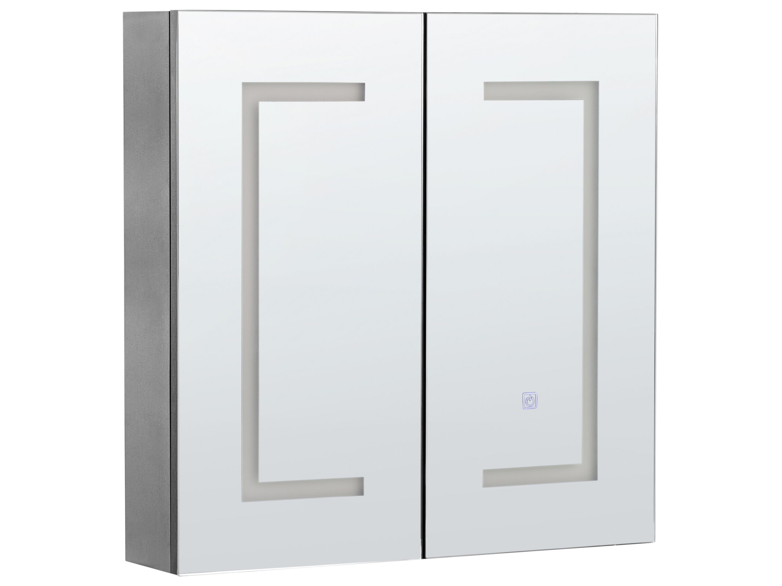 Bathroom Wall Mounted Mirror Cabinet with LED 60 x 60 cm Black MAZARREDO - Gemini Interiors