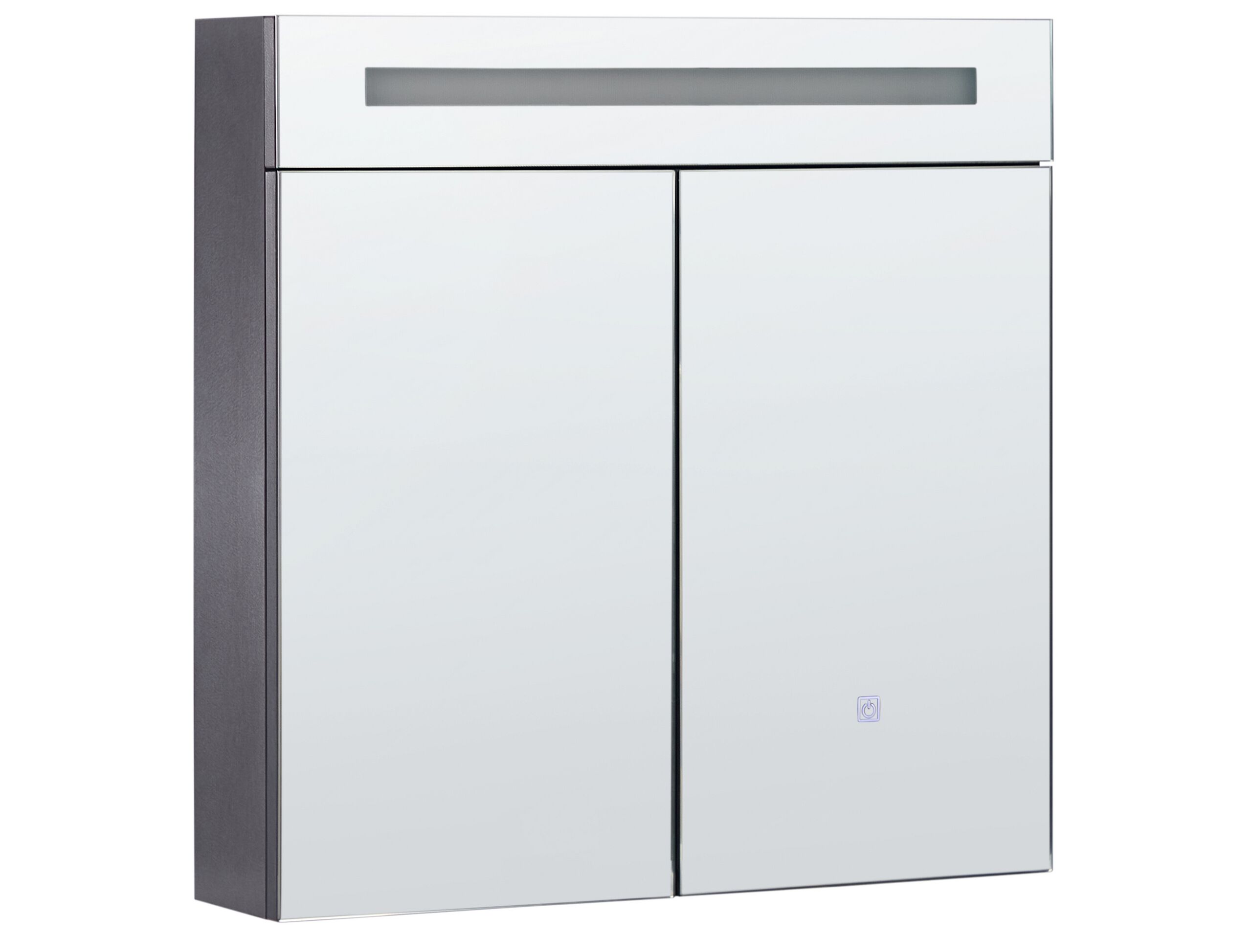 Bathroom Wall Mounted Mirror Cabinet with LED 60 x 60 cm Black JARAMILLO - Gemini Interiors