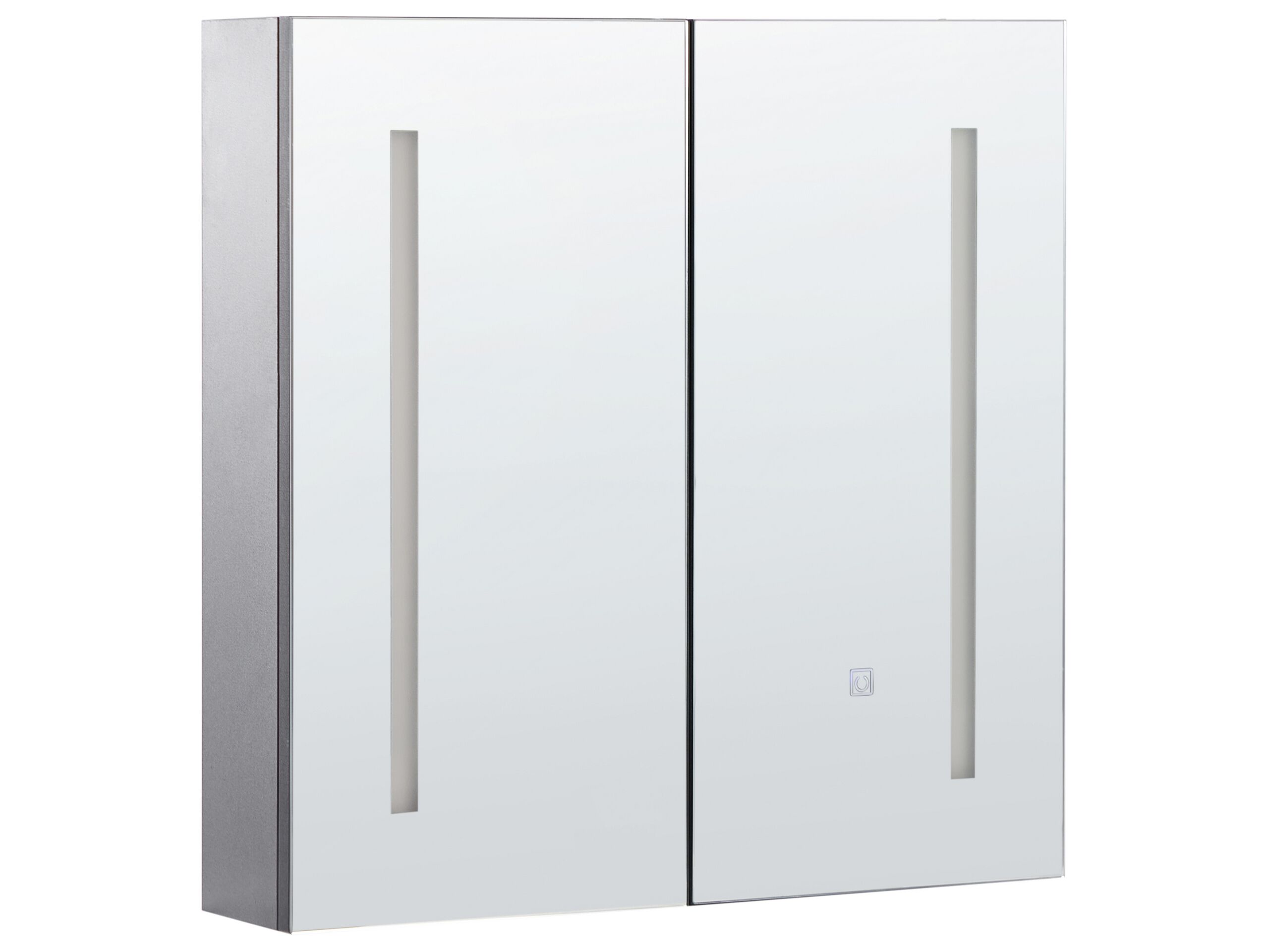 Bathroom Wall Mounted Mirror Cabinet with LED 60 x 60 cm Black CHABUNCO - Gemini Interiors