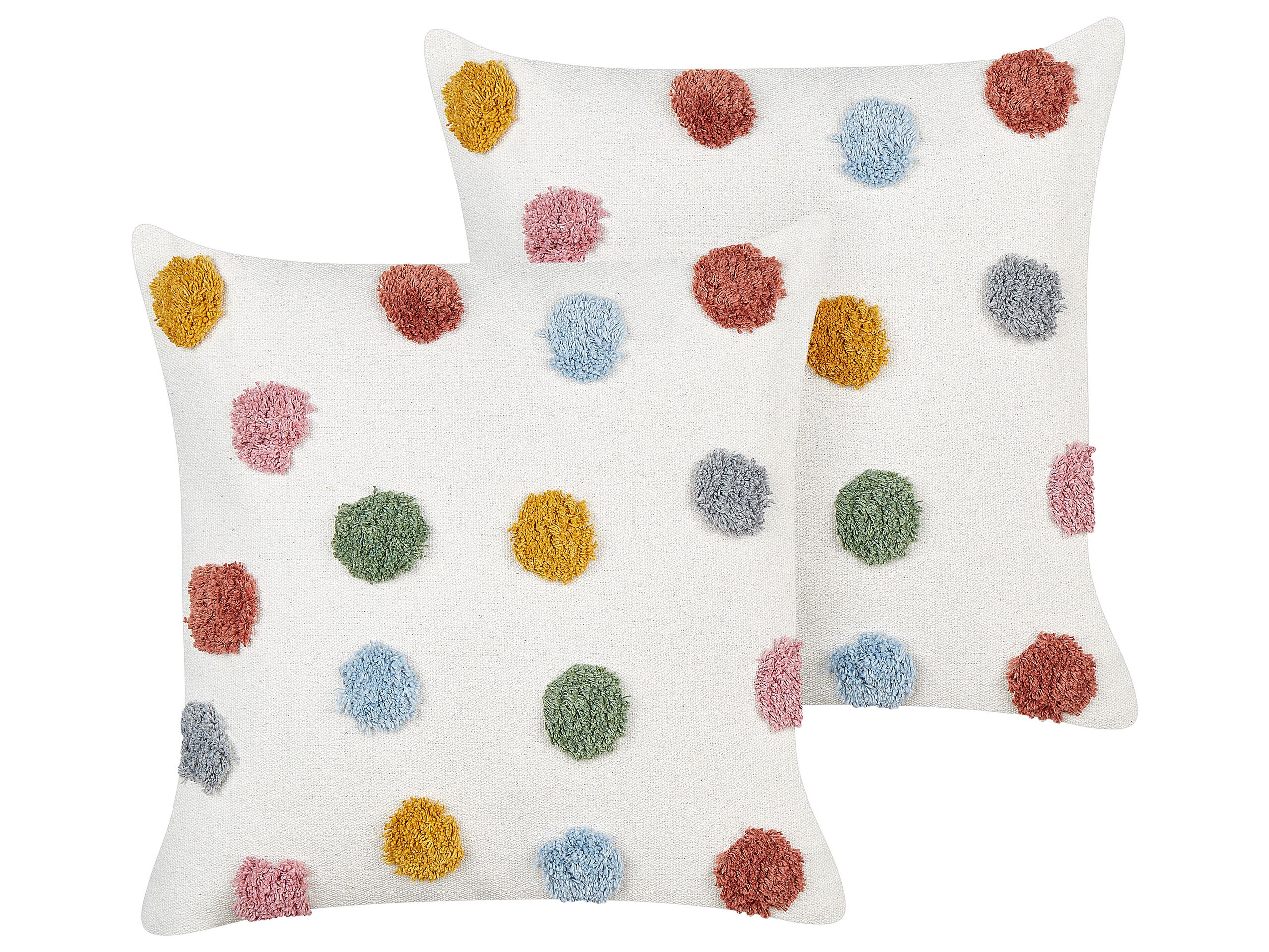Set of 2 Cotton Kids Cushions Dots Pattern 45x45cm Multicolour - Gemini Interiors
