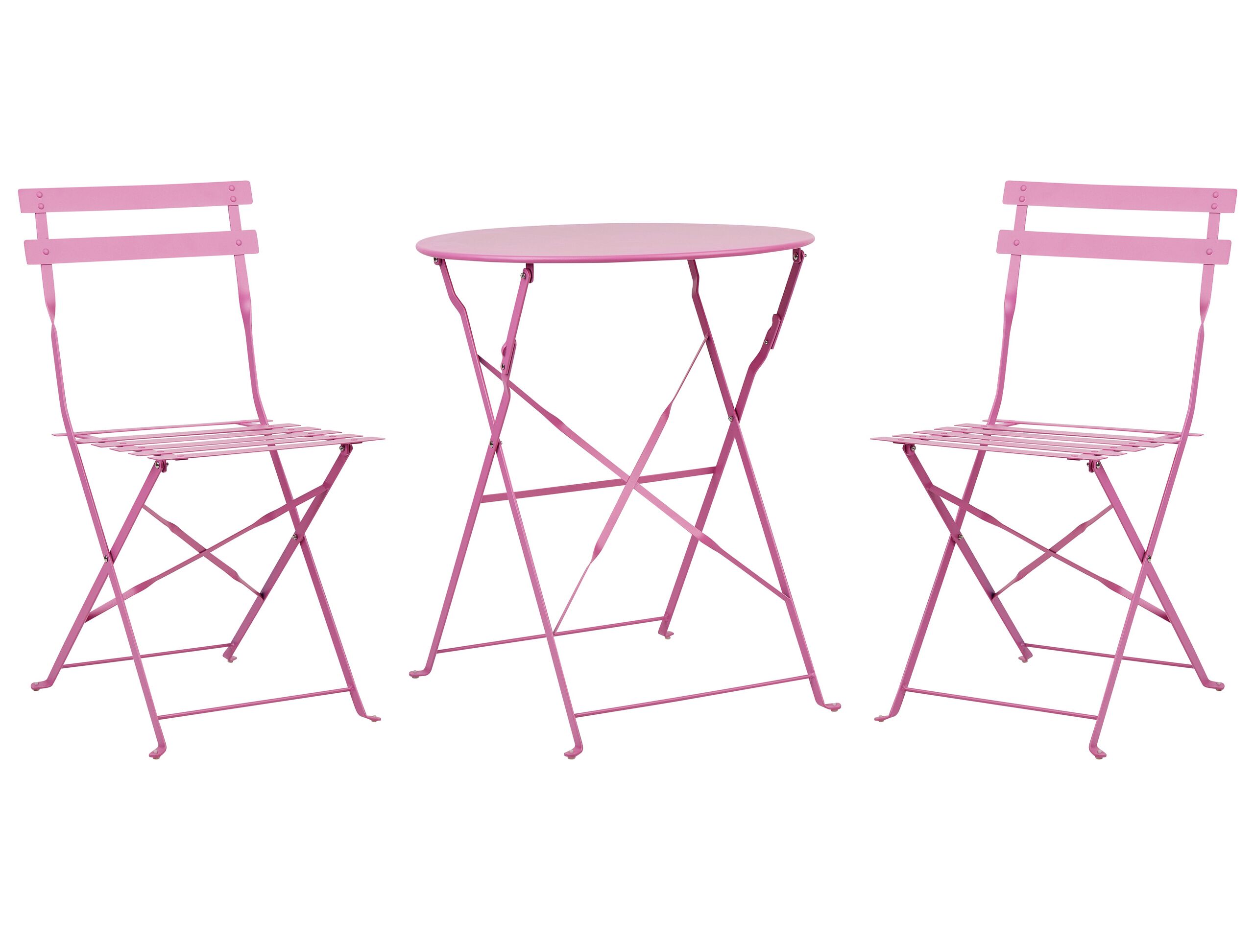 Steel Garden Bistro Set Pink FIORI - Gemini Interiors