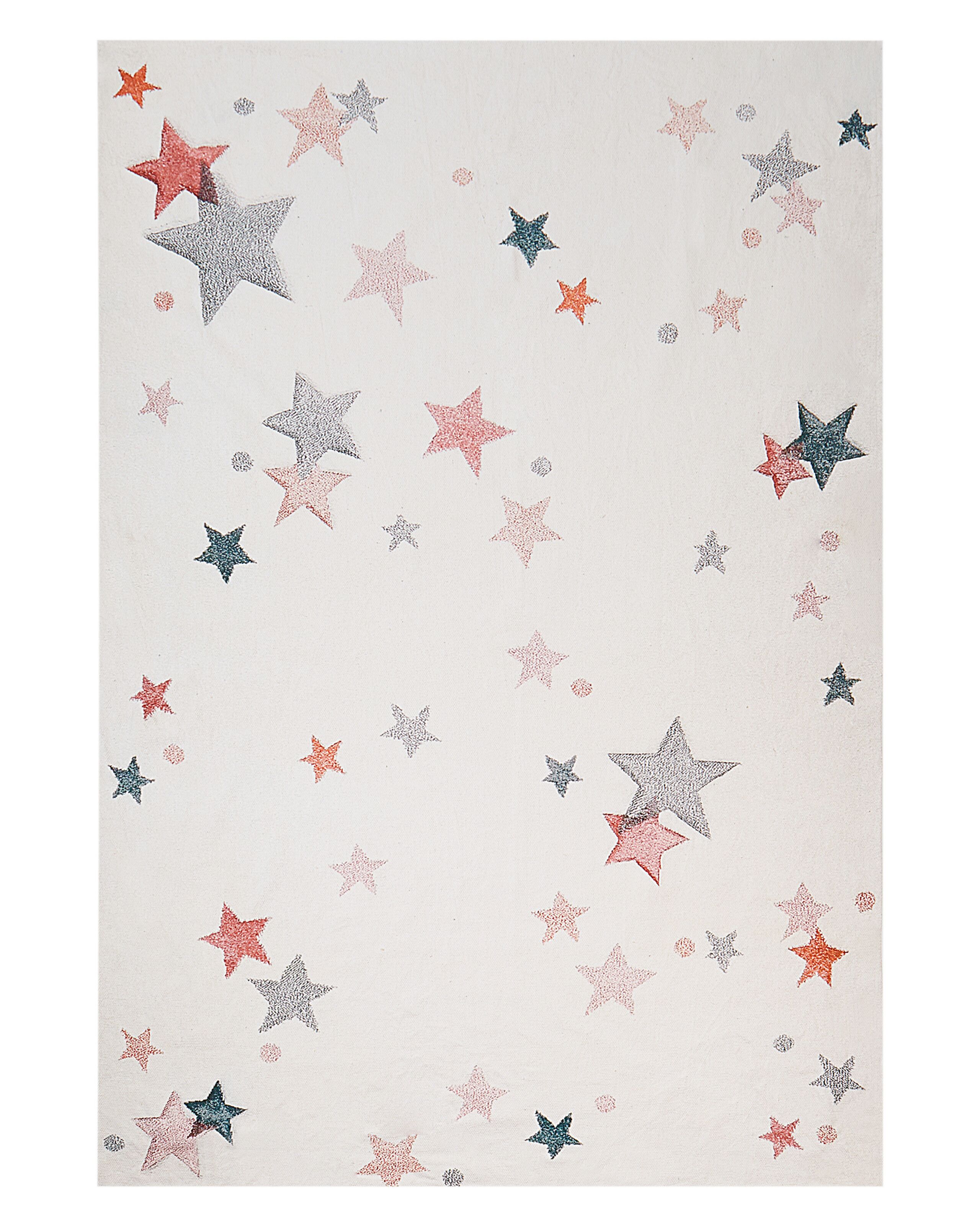 Cotton Kids Rug Stars Pattern 140x200cm White - Gemini Interiors