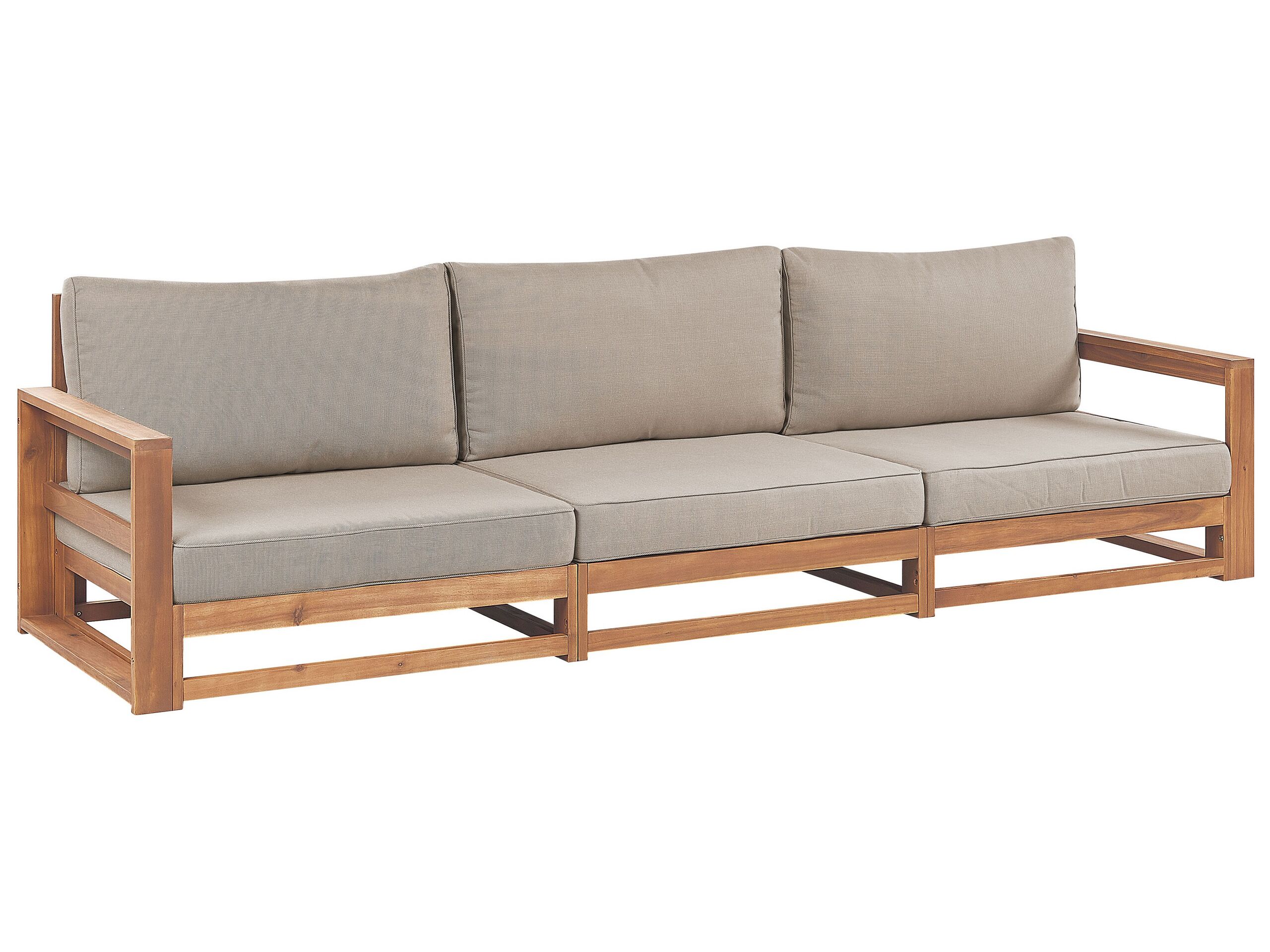 3 Seater Certified Acacia Wood Garden Sofa Light TIMOR II - Gemini Interiors