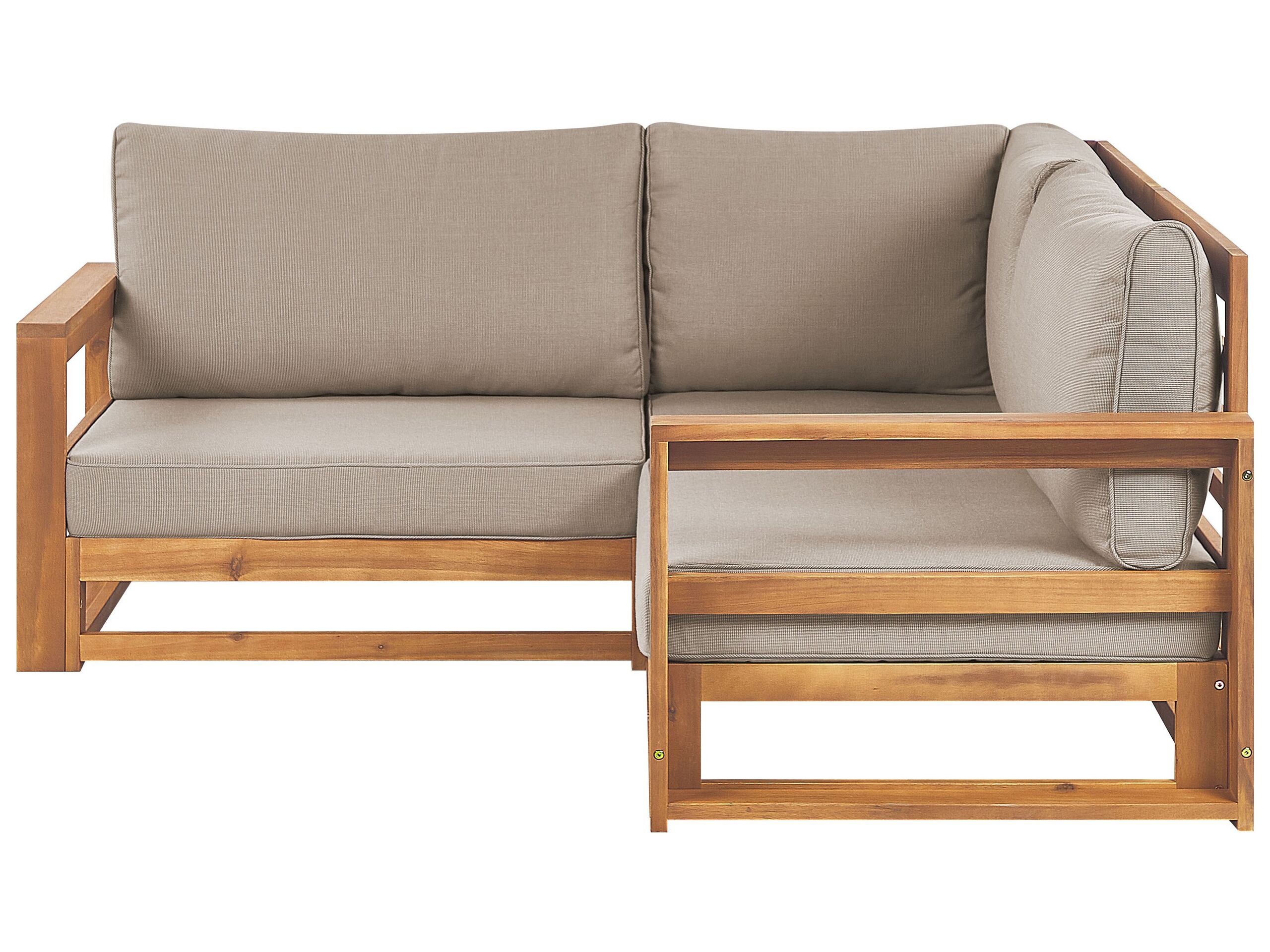 2 Seater Certified Acacia Wood Garden Corner Sofa Light TIMOR II - Gemini Interiors