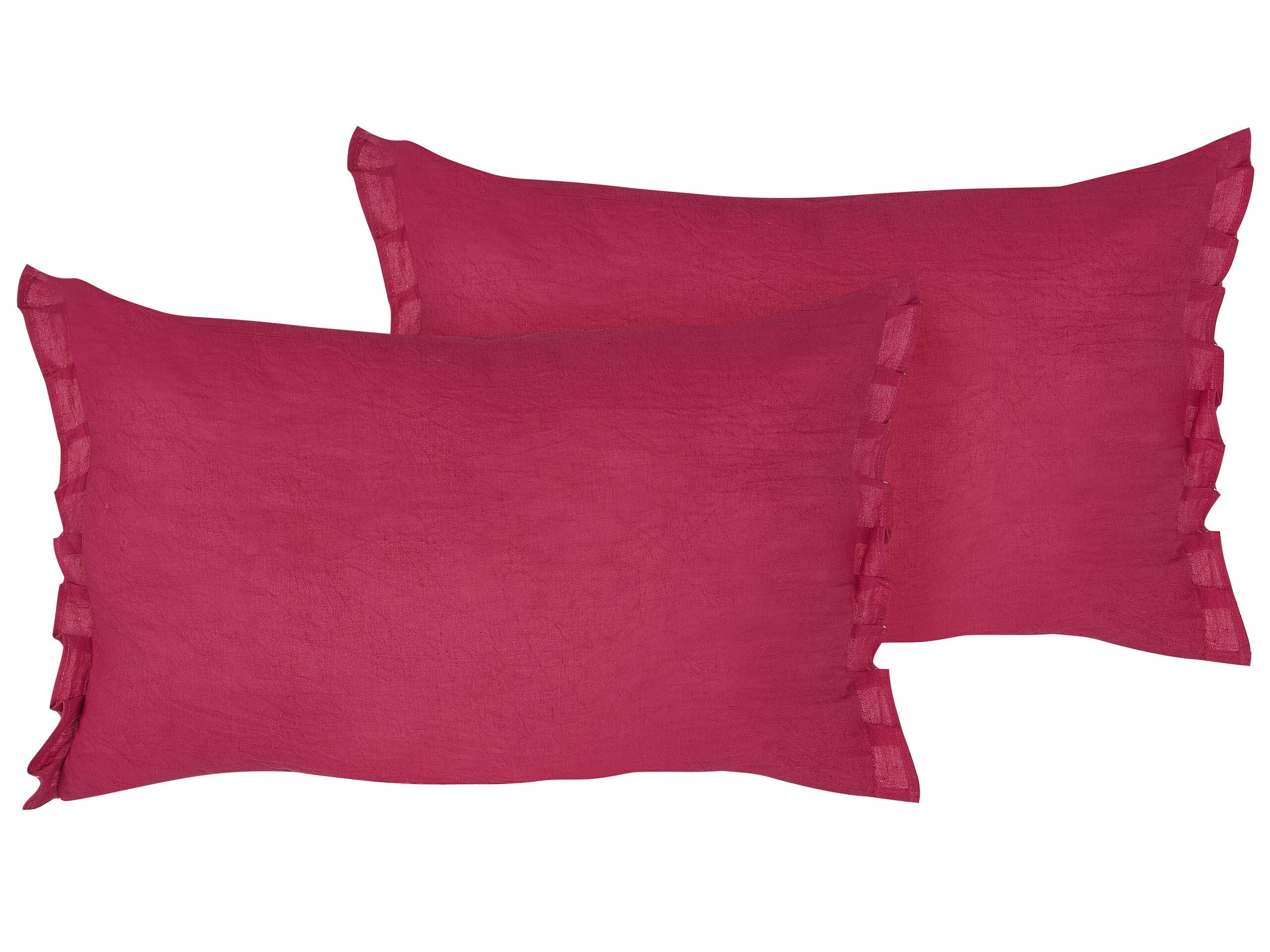Set of 2 Linen Cushions 30x45cm Red - Gemini Interiors