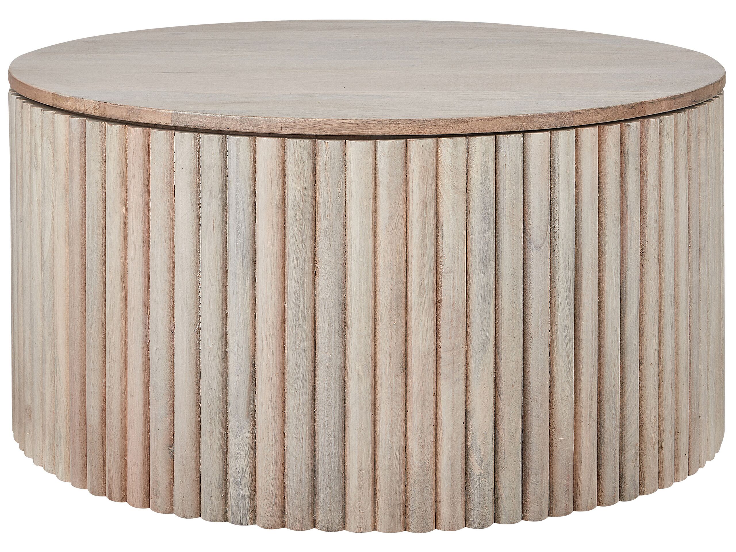Storage Mango Wood Coffee Table Light KIRKWOOD - Gemini Interiors