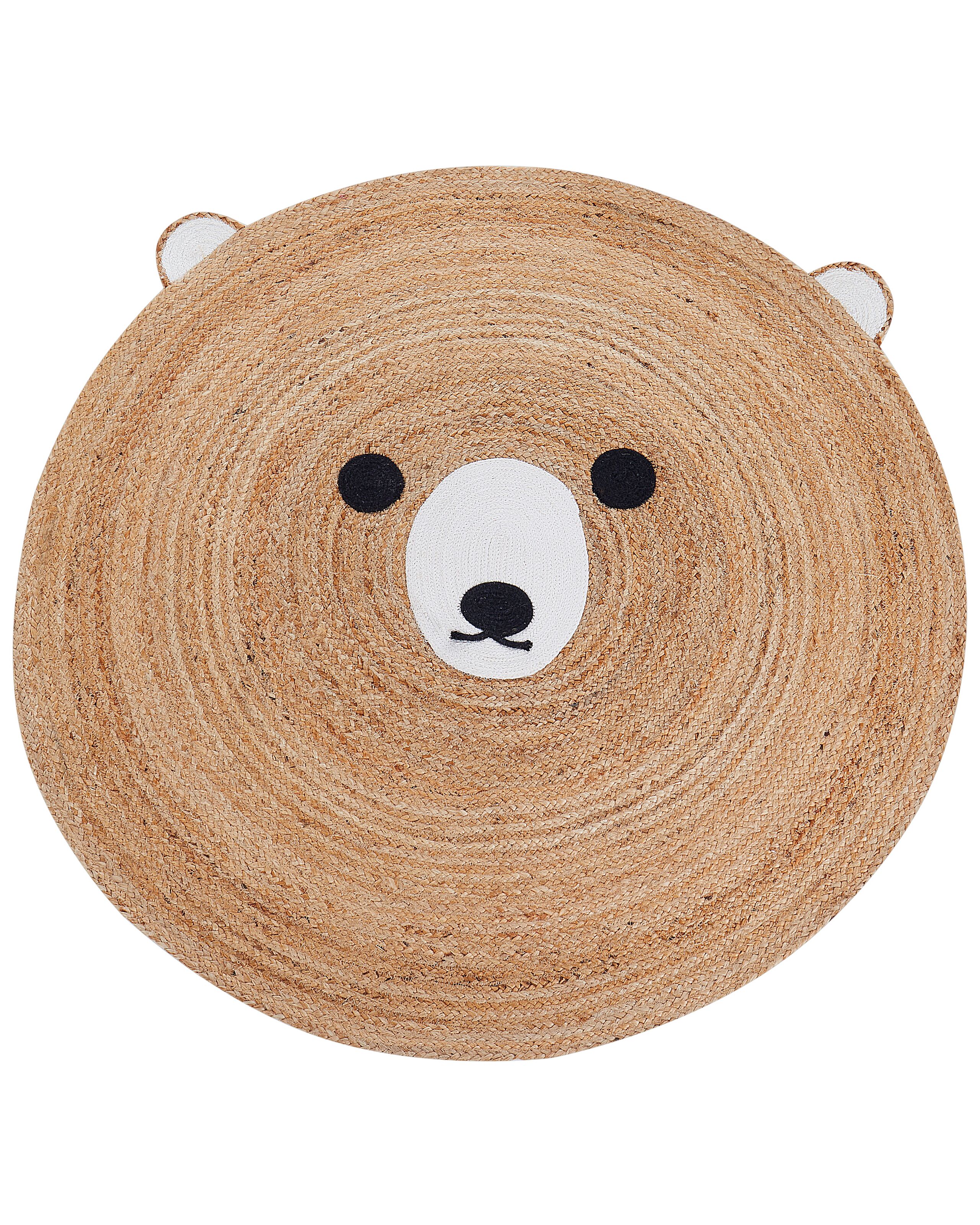 Jute Kids Area Rug Bear 120cm Beige - Gemini Interiors