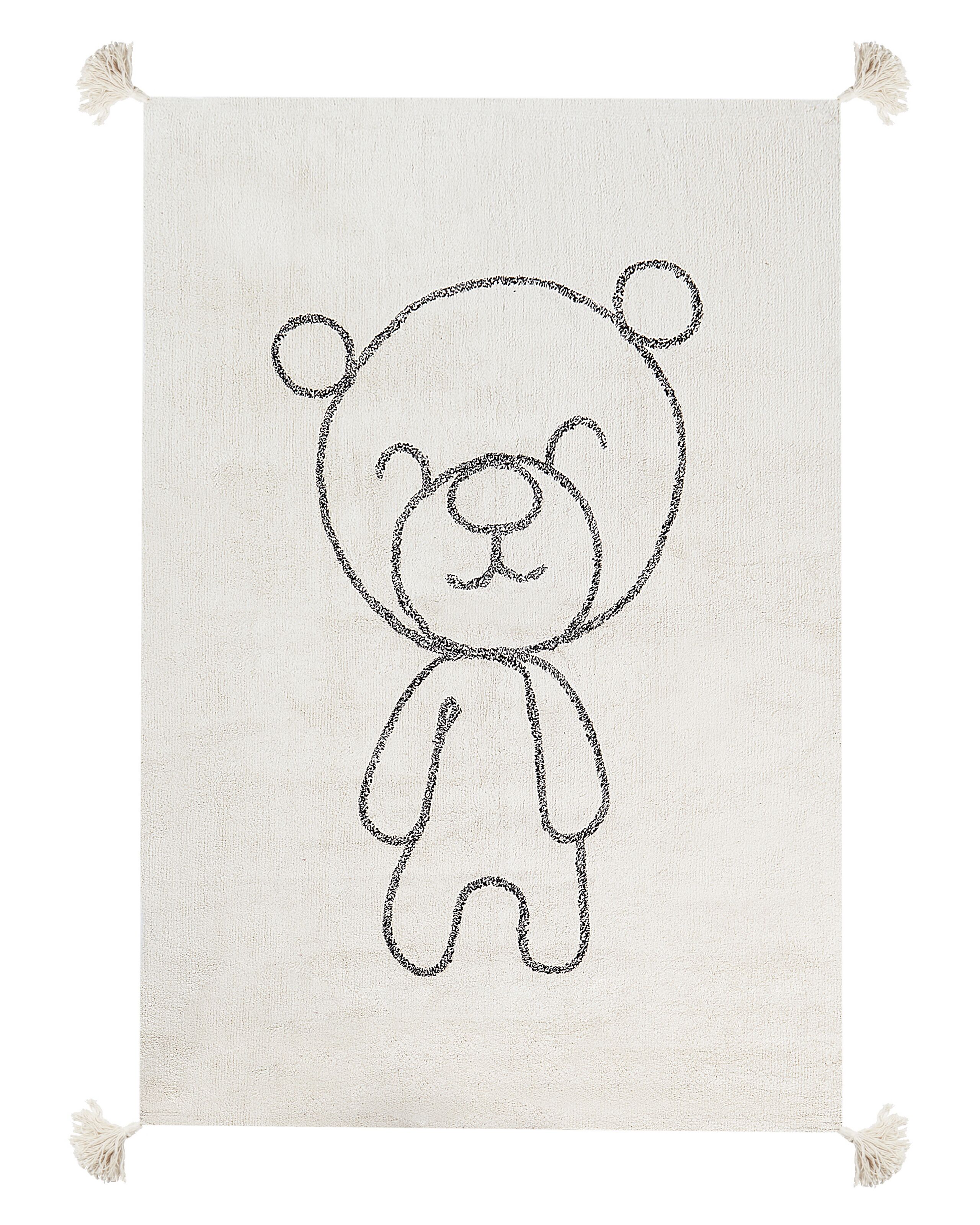 Cotton Kids Rug Teddy Bear Print 140x200cm Beige - Gemini Interiors