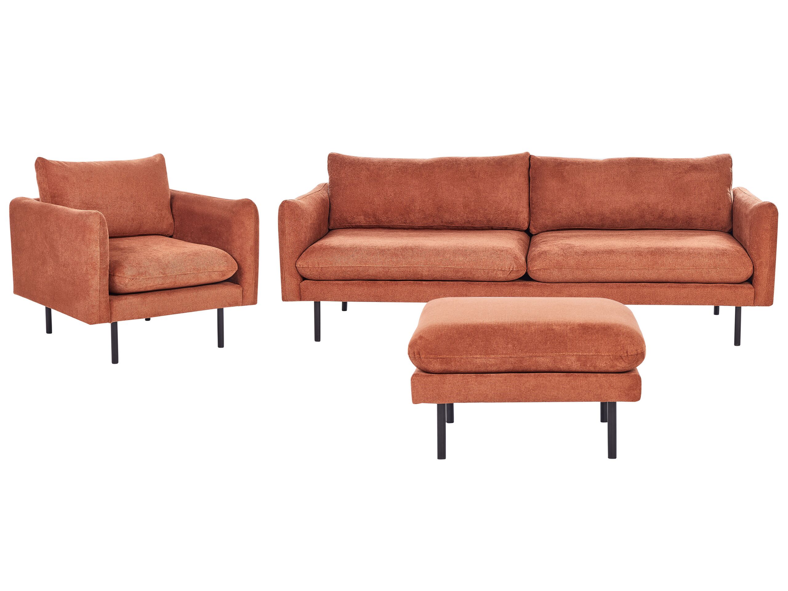 Fabric Living Room Set with Ottoman Golden Brown VINTERBRO - Gemini Interiors