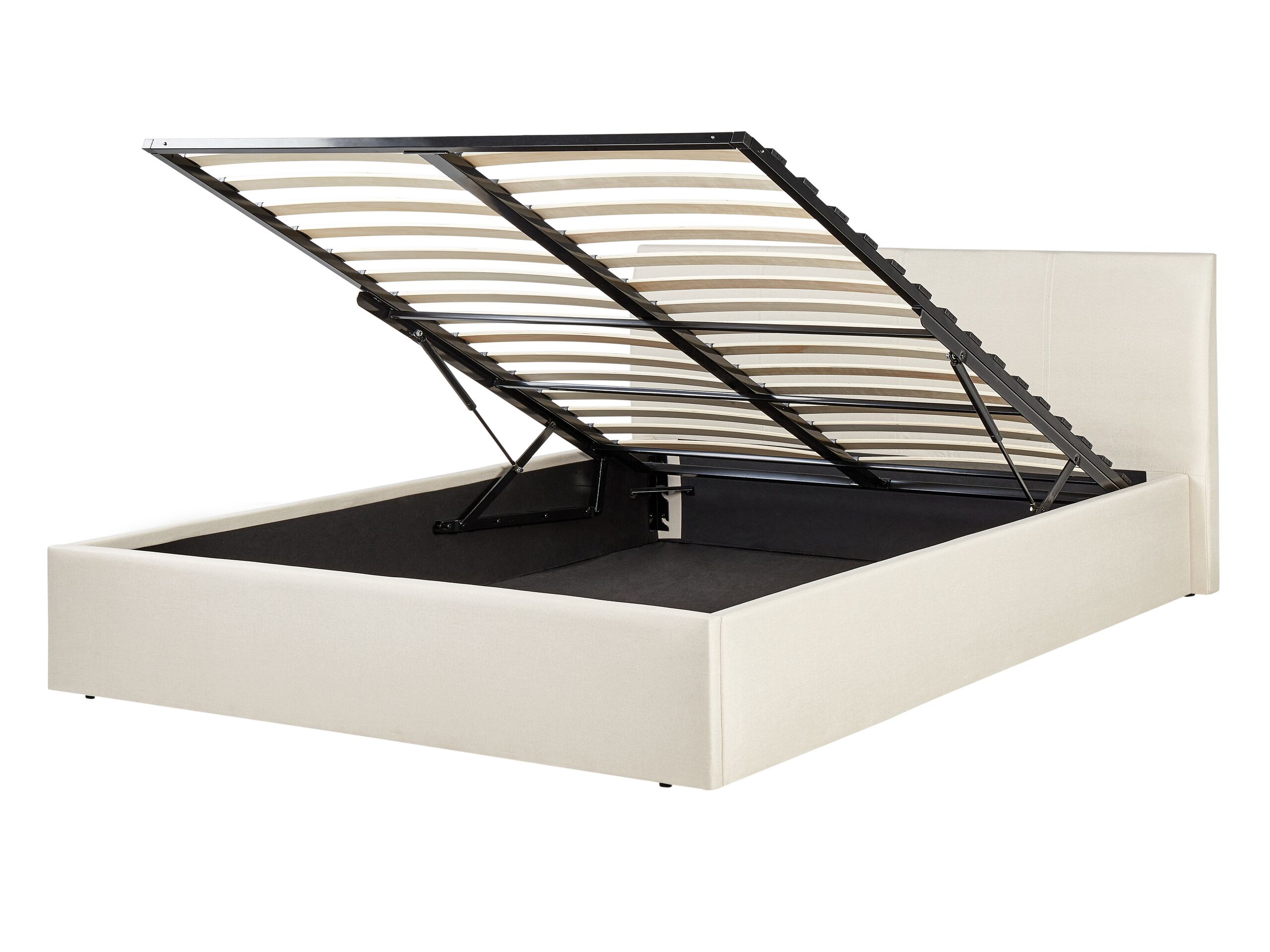 Fabric EU Double Size Ottoman Bed Beige ORBEY - Gemini Interiors