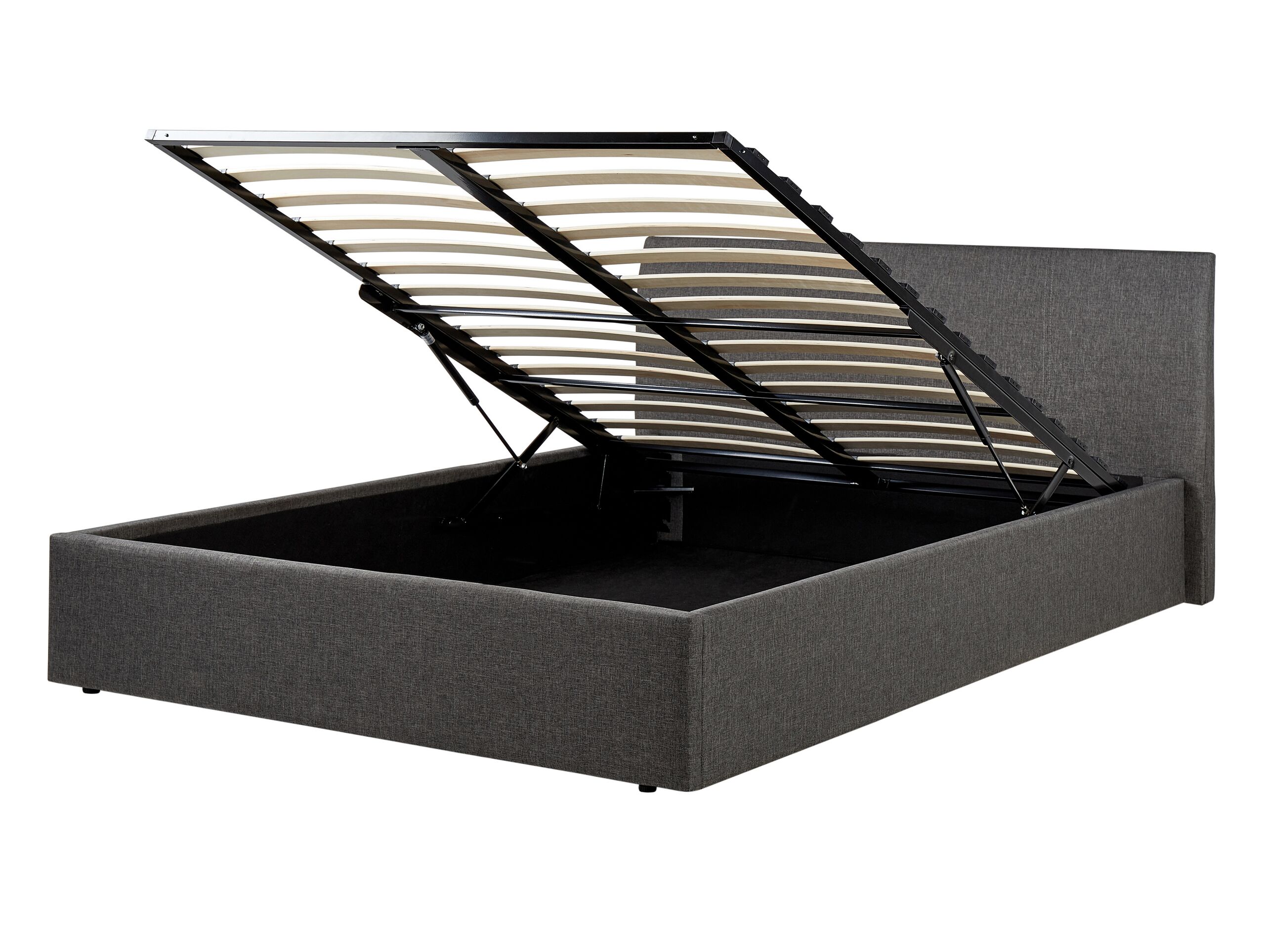 Fabric EU Double Size Ottoman Bed Grey ORBEY - Gemini Interiors