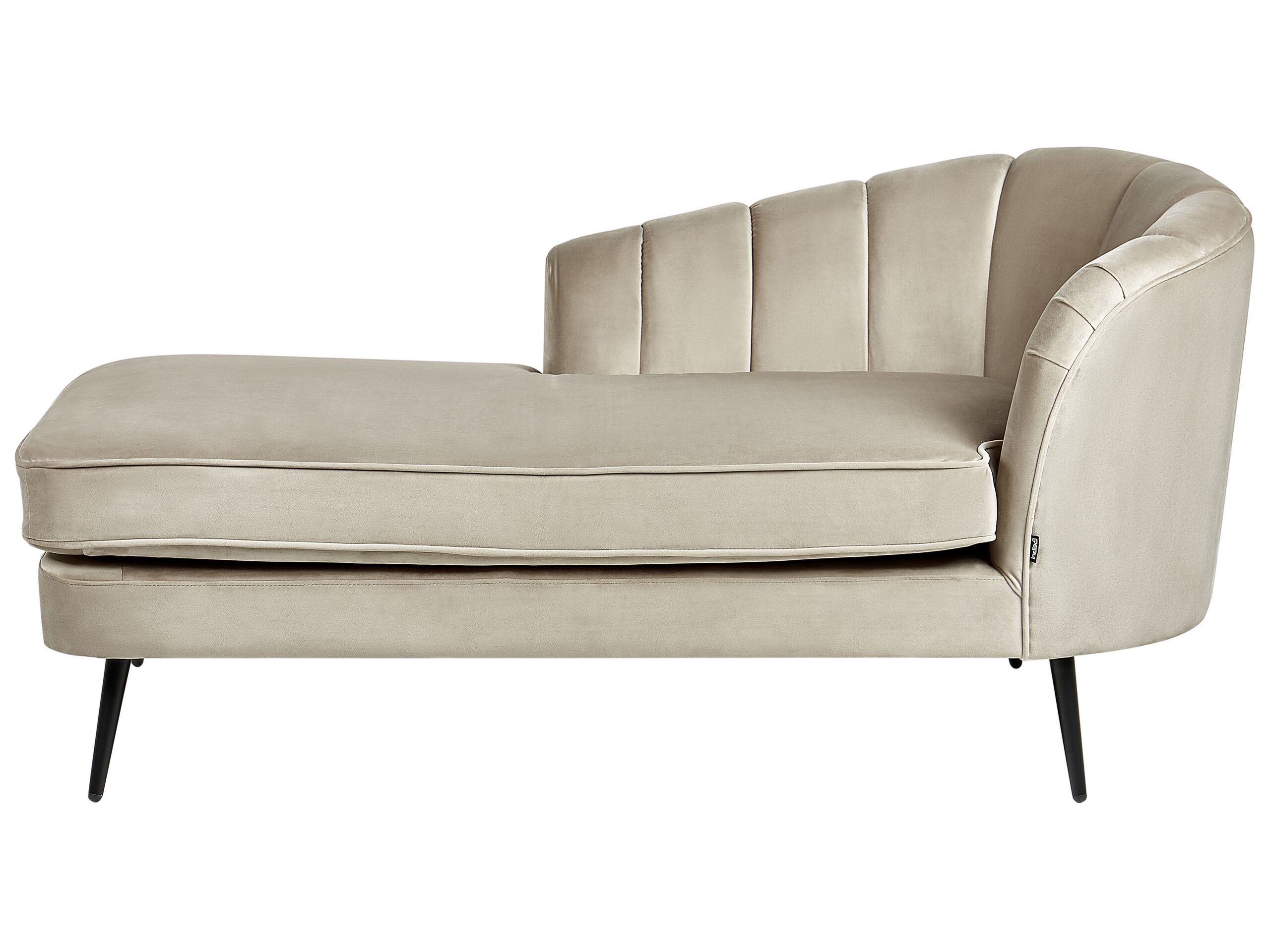 Right Hand Velvet Chaise Lounge Beige ALLIER - Gemini Interiors