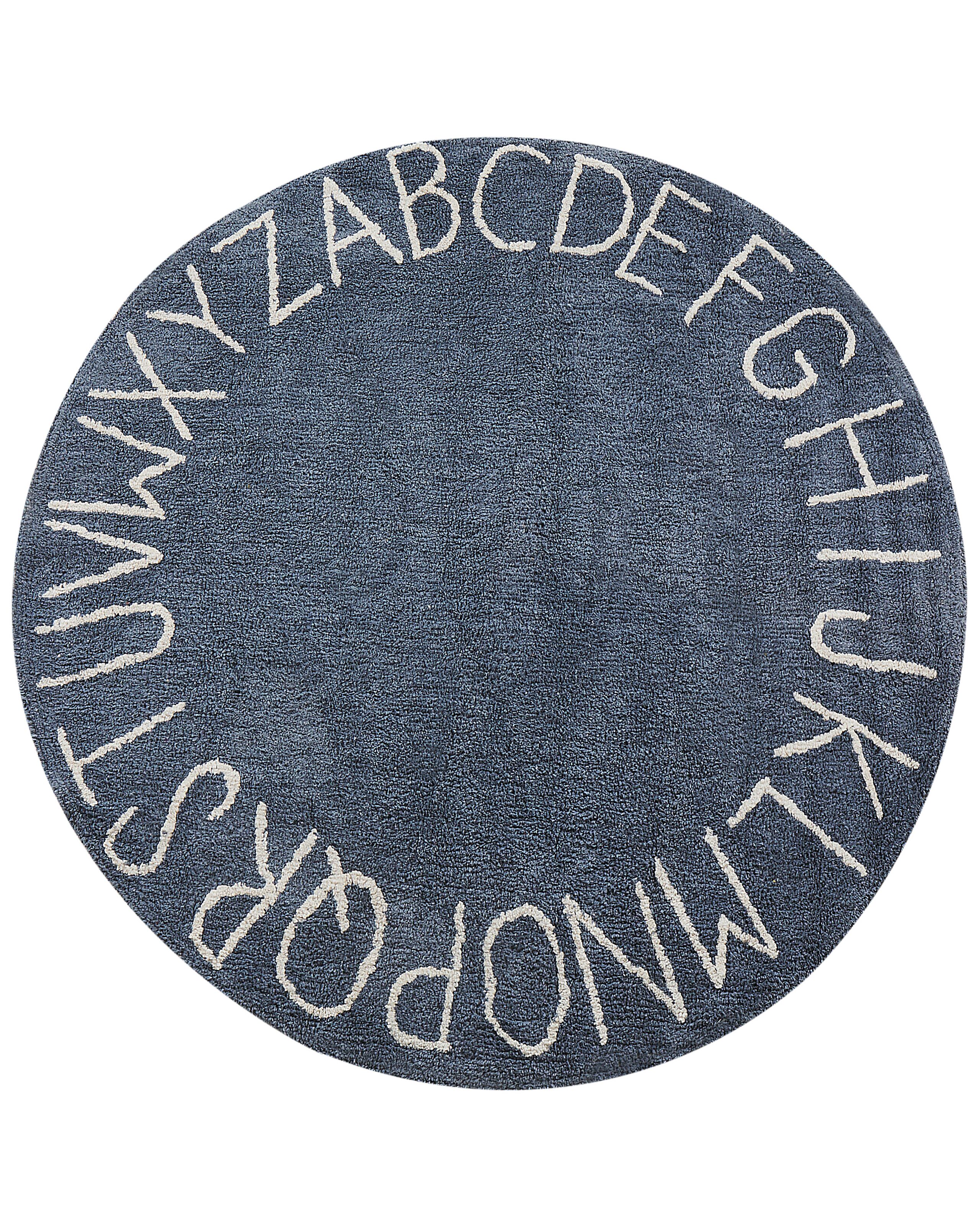 Round Cotton Kids Area Rug 120cm Blue - Gemini Interiors