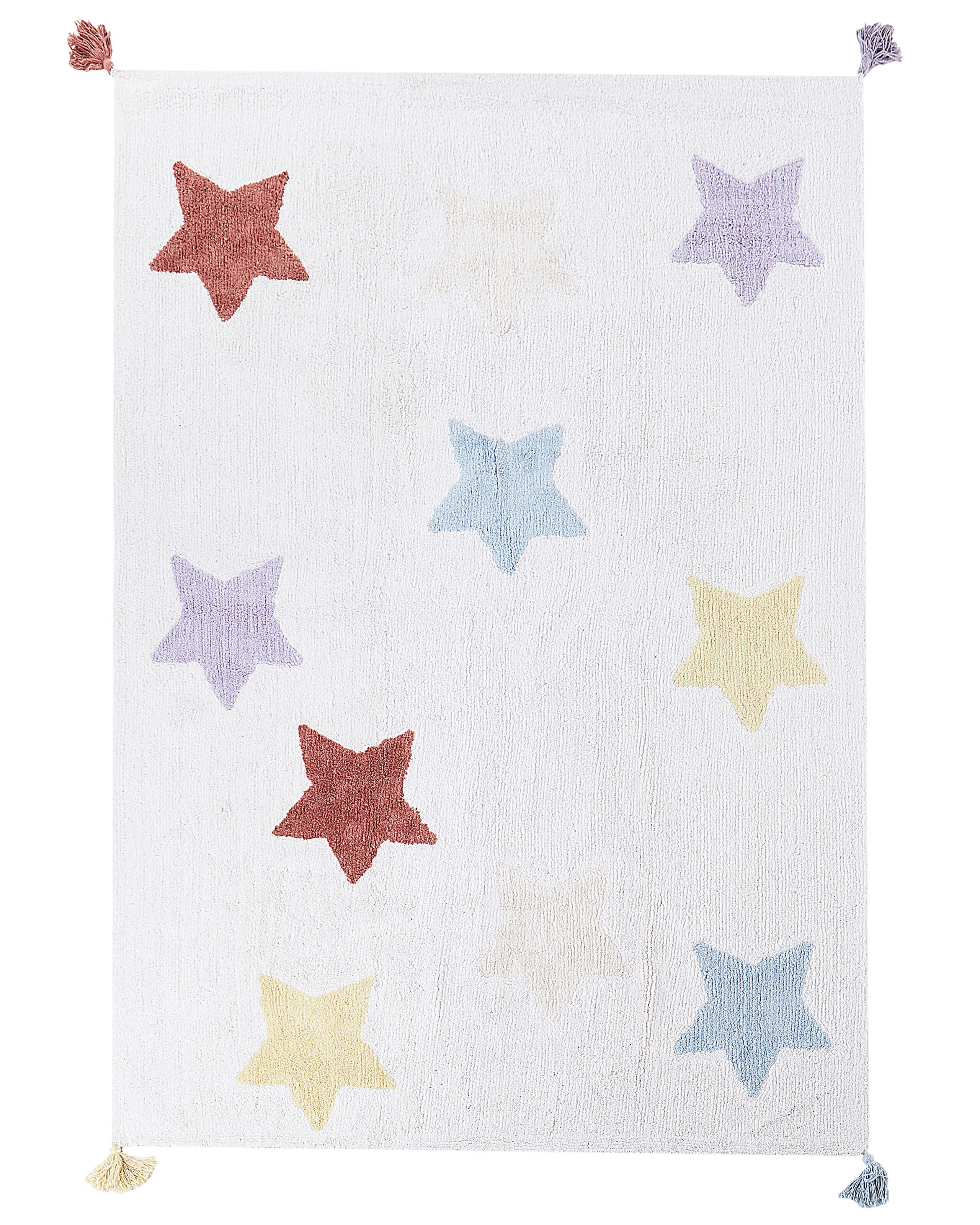 Cotton Kids Area Rug Stars Print 140x200cm Multicolour - Gemini Interiors