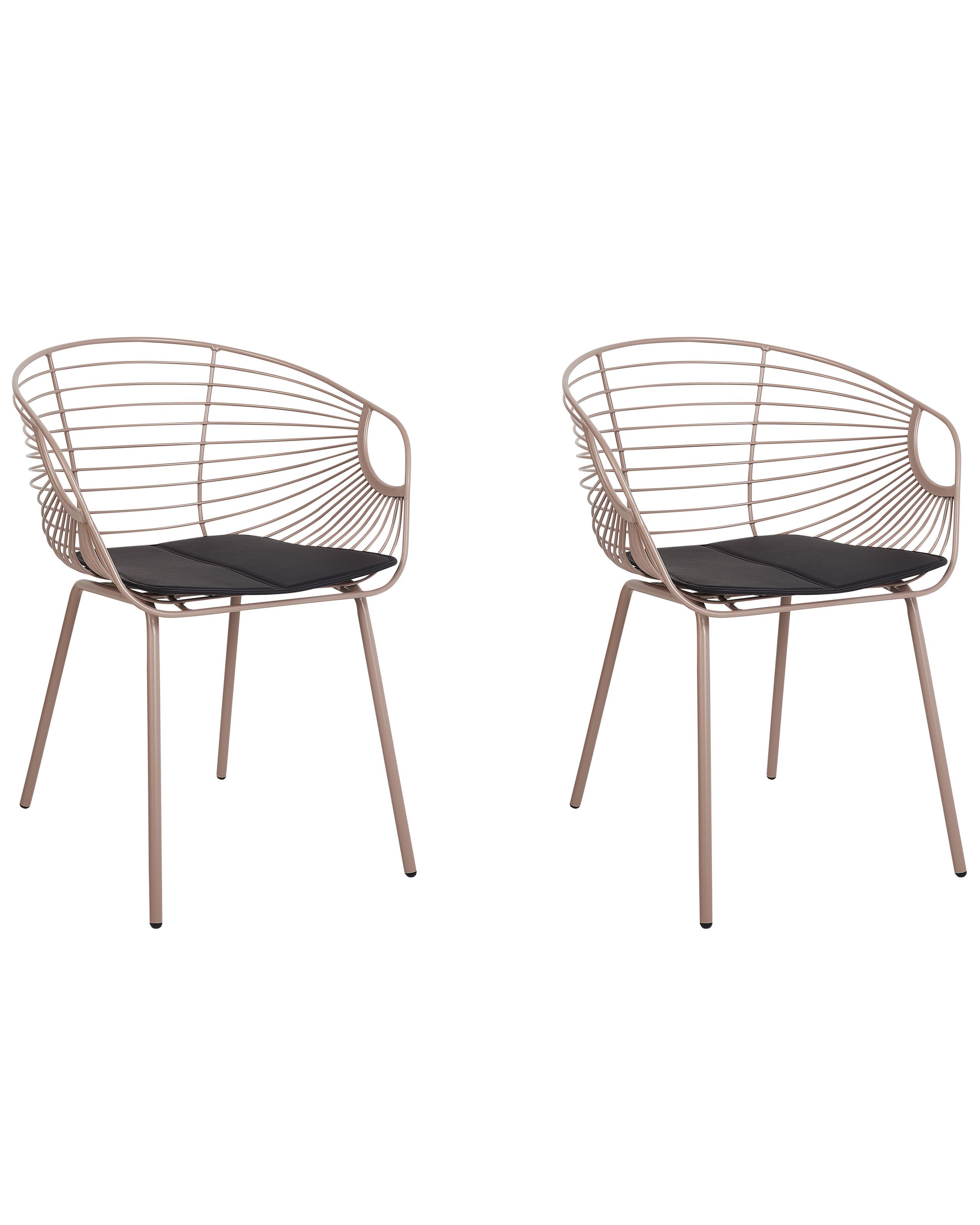 Set of 2 Metal Dining Chairs Beige HOBACK - Gemini Interiors