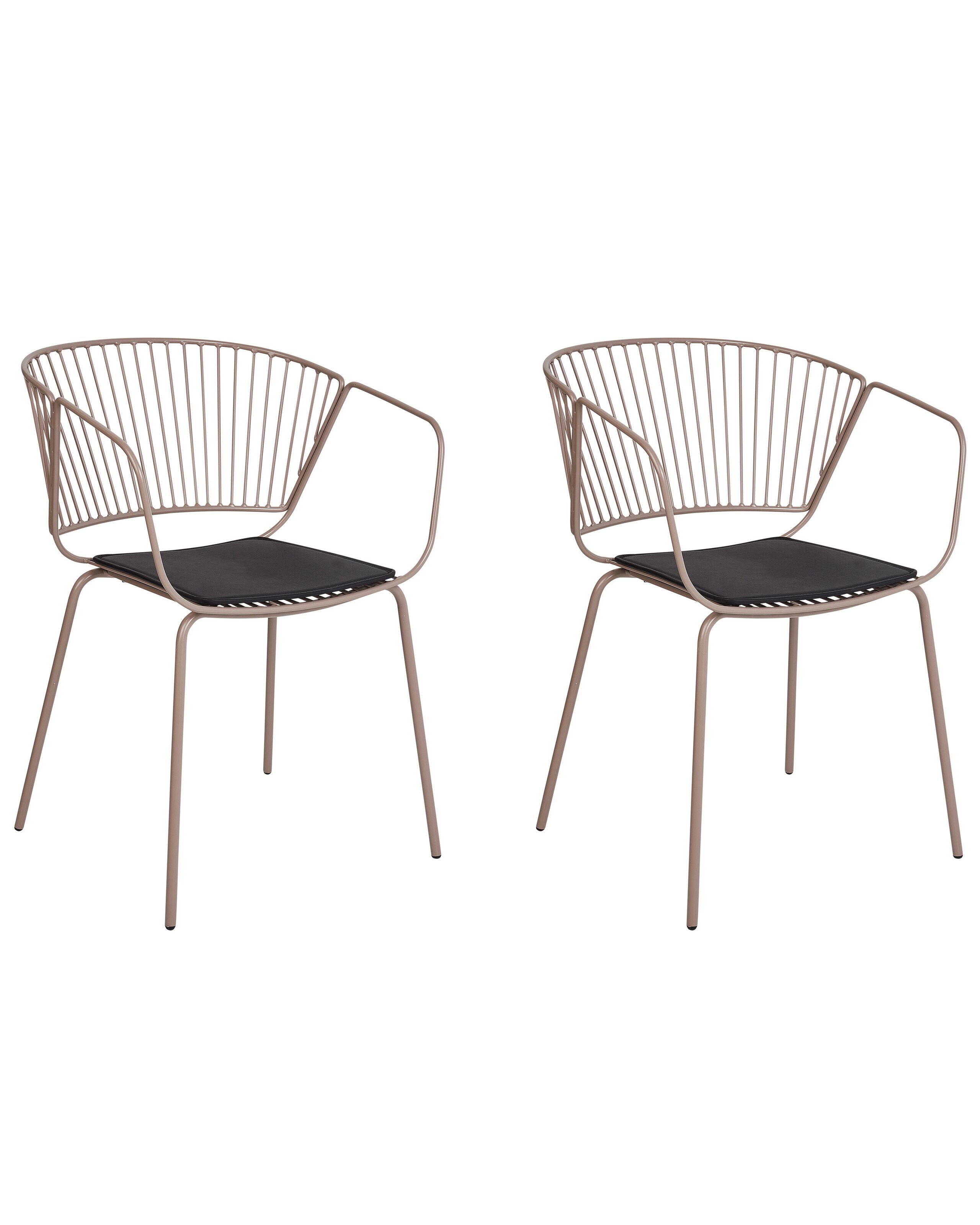 Set of 2 Metal Dining Chairs Beige RIGBY - Gemini Interiors