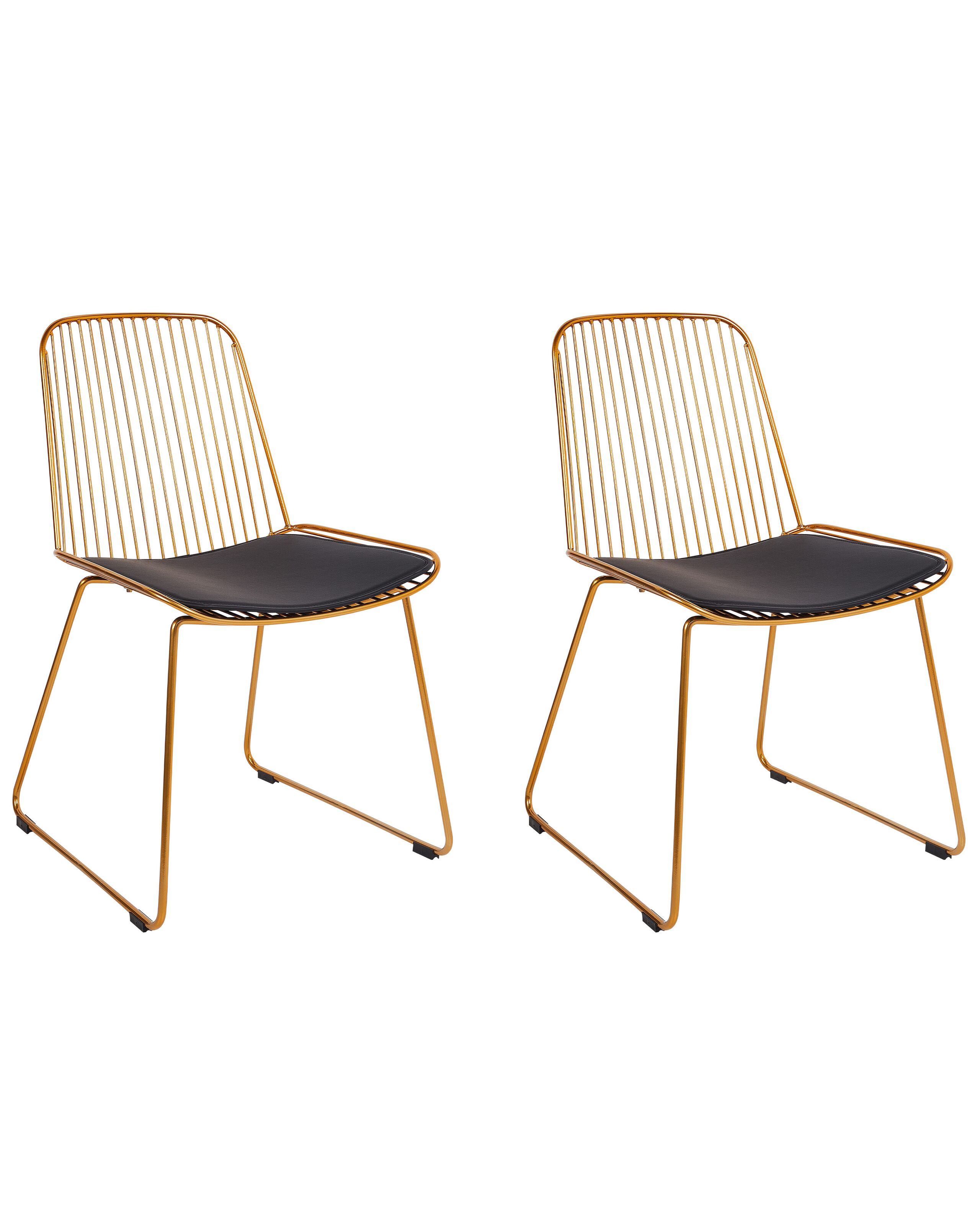 Set of 2 Metal Accent Chairs Gold PENSACOLA - Gemini Interiors