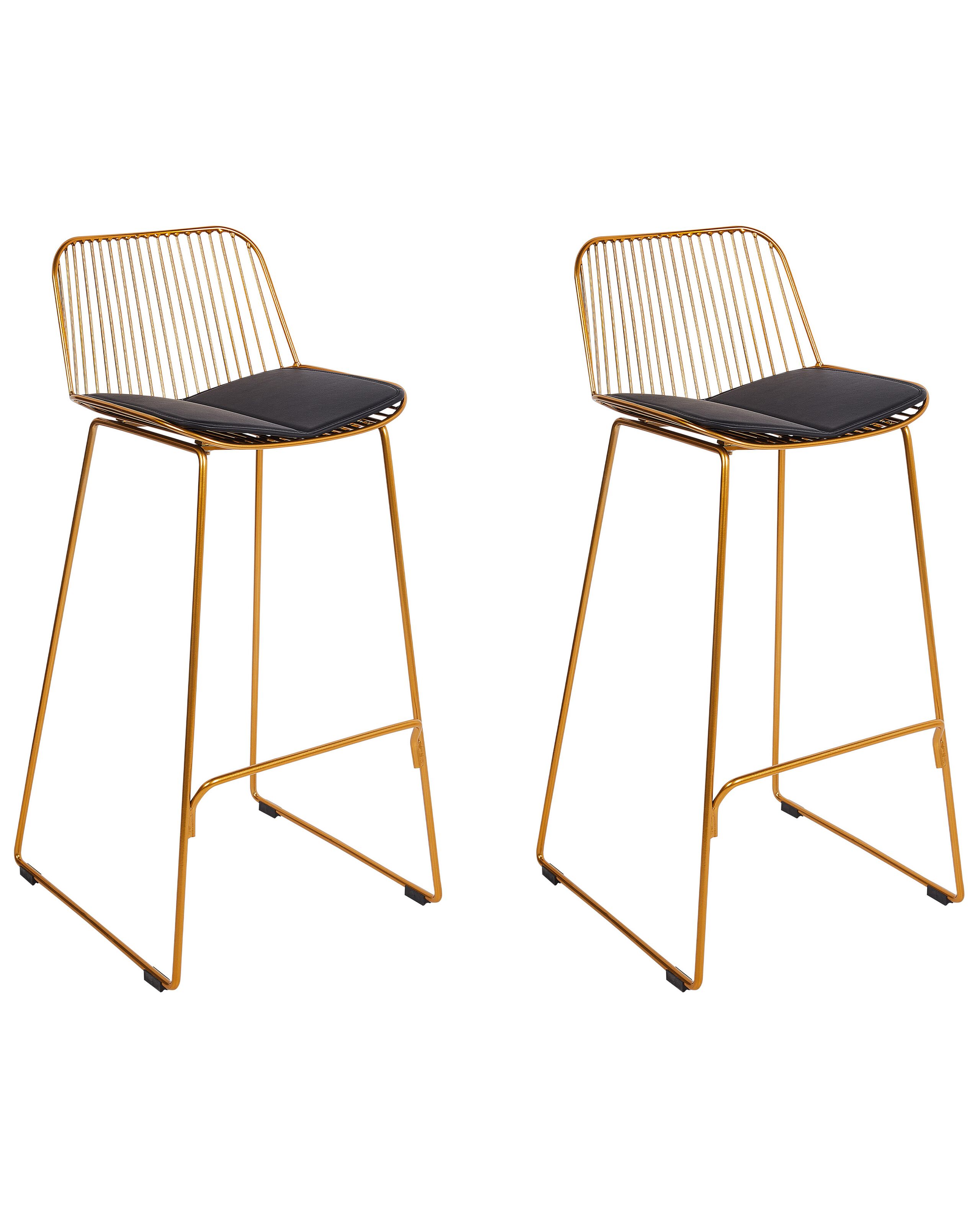 Set of 2 Metal Bar Chairs Gold PENSACOLA - Gemini Interiors