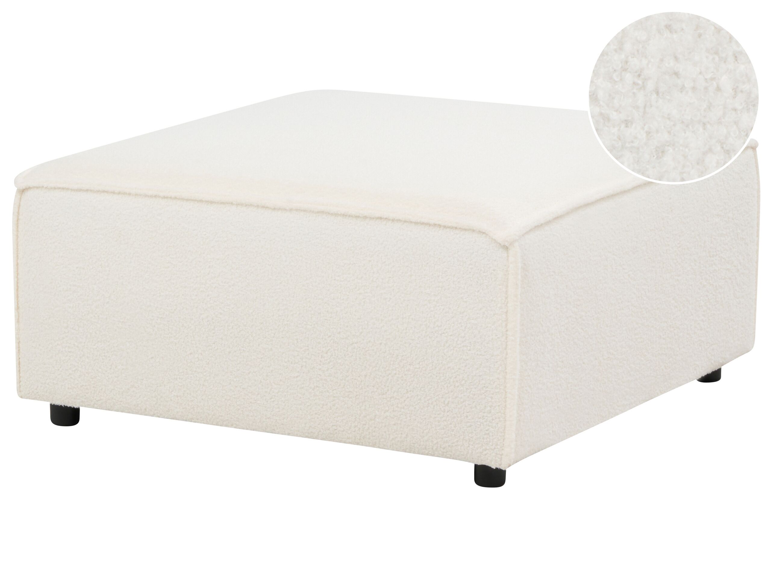 Boucle Ottoman White APRICA - Gemini Interiors