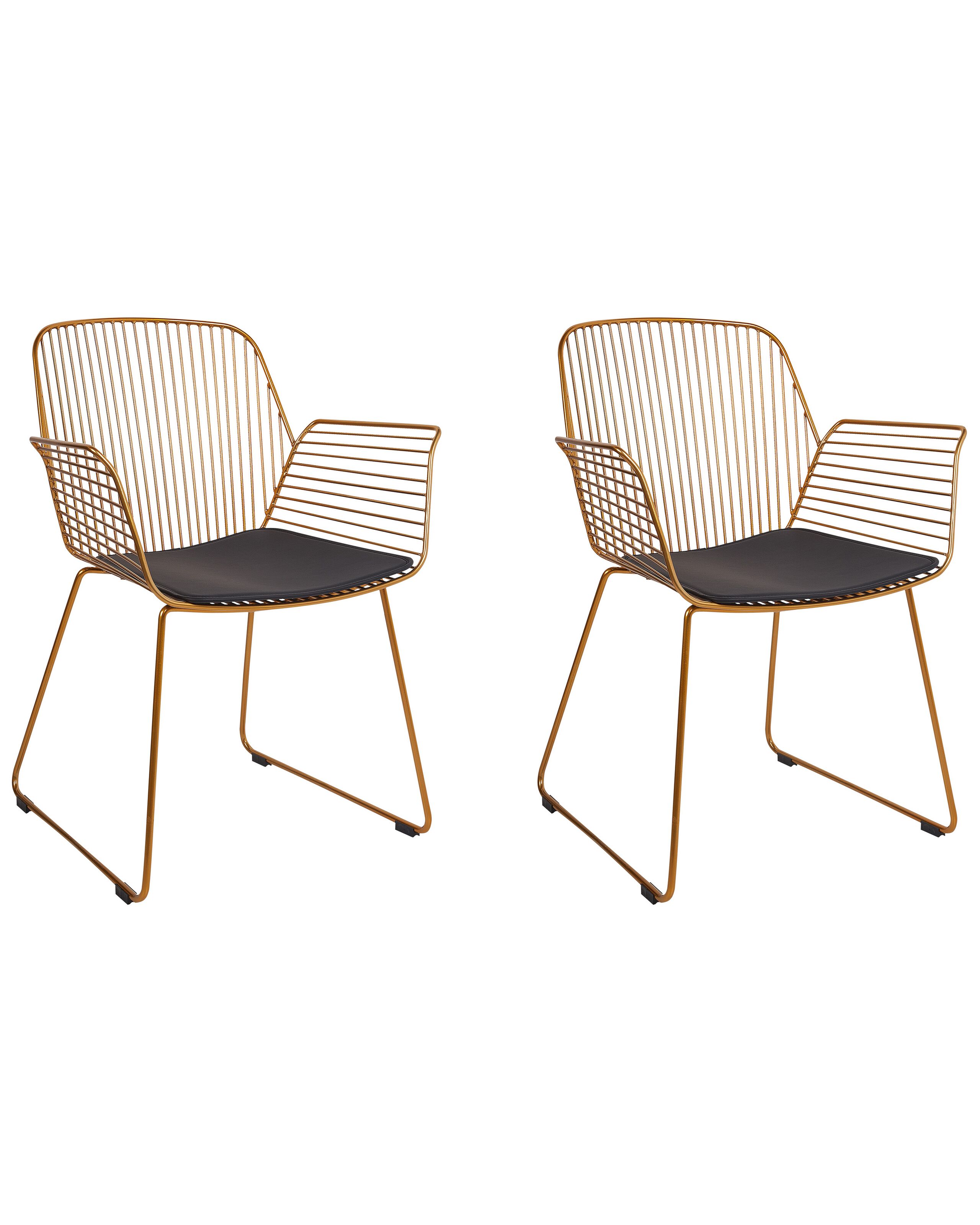 Set of 2 Metal Accent Chairs Gold APPLETON - Gemini Interiors