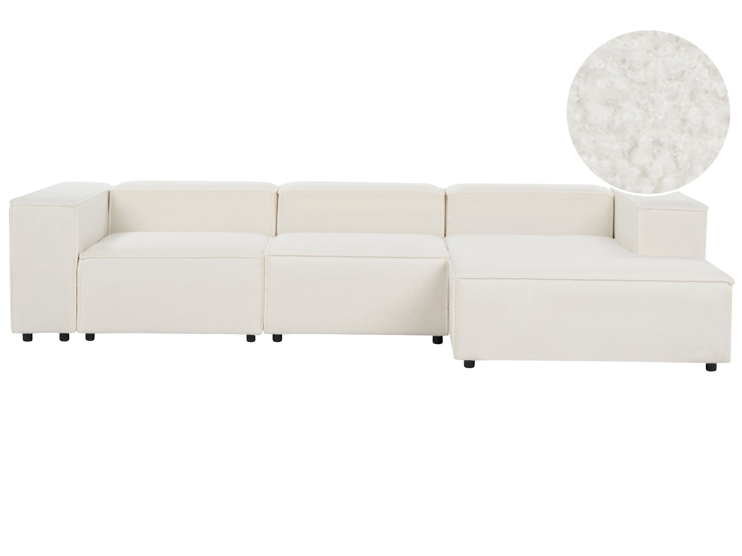 Left Hand 3 Seater Modular Boucle Corner Sofa White APRICA - Gemini Interiors