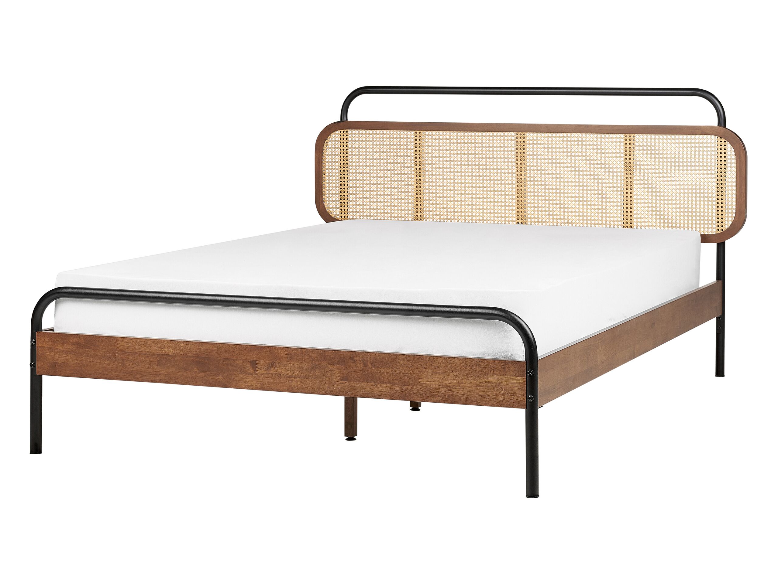 Wooden EU Double Size Bed Dark BOUSSICOURT - Gemini Interiors