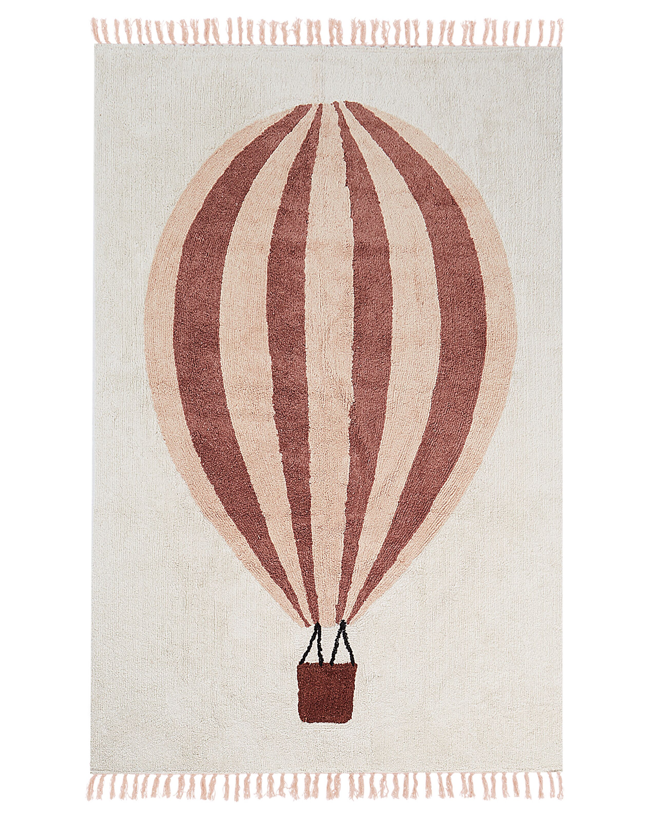 Cotton Kids Rug Balloon Print 140x200cm Off - White - Gemini Interiors
