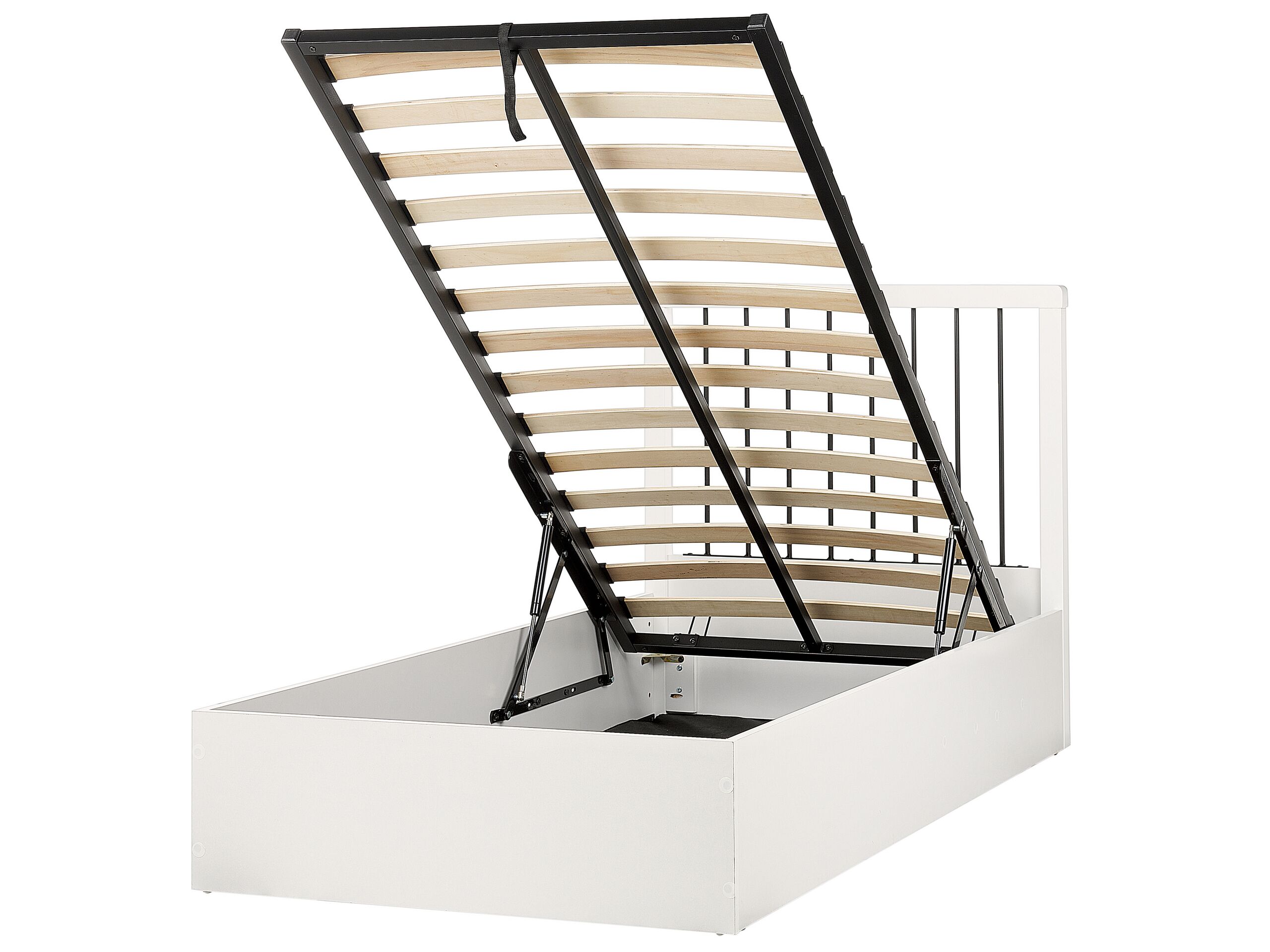 EU Single Size Ottoman Bed White ROUVILLERS - Gemini Interiors