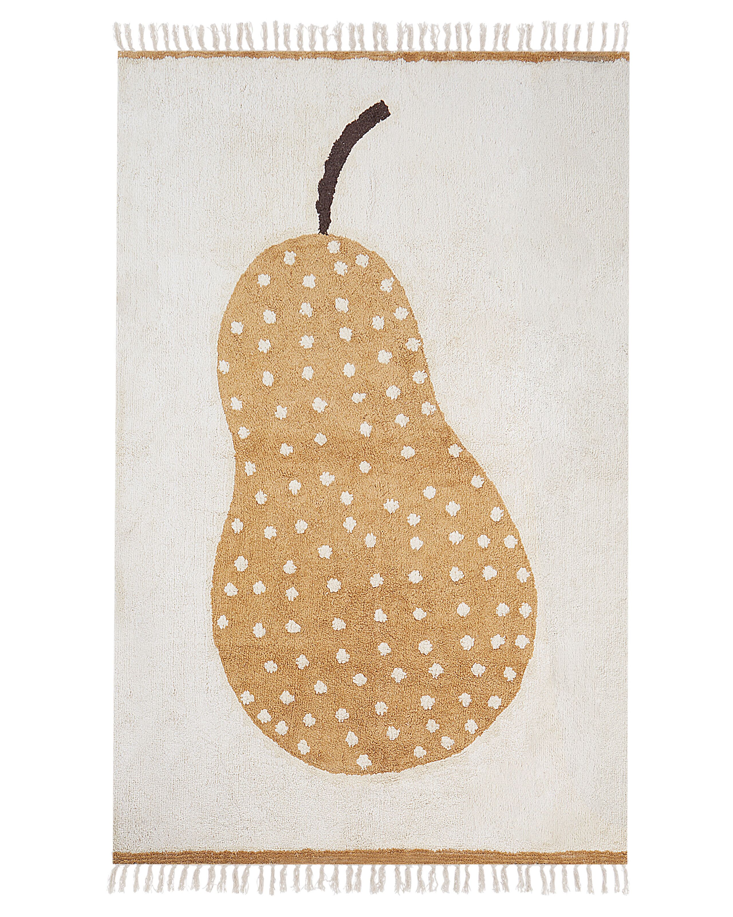 Cotton Kids Rug Pear Print 140x200cm Off - White - Gemini Interiors