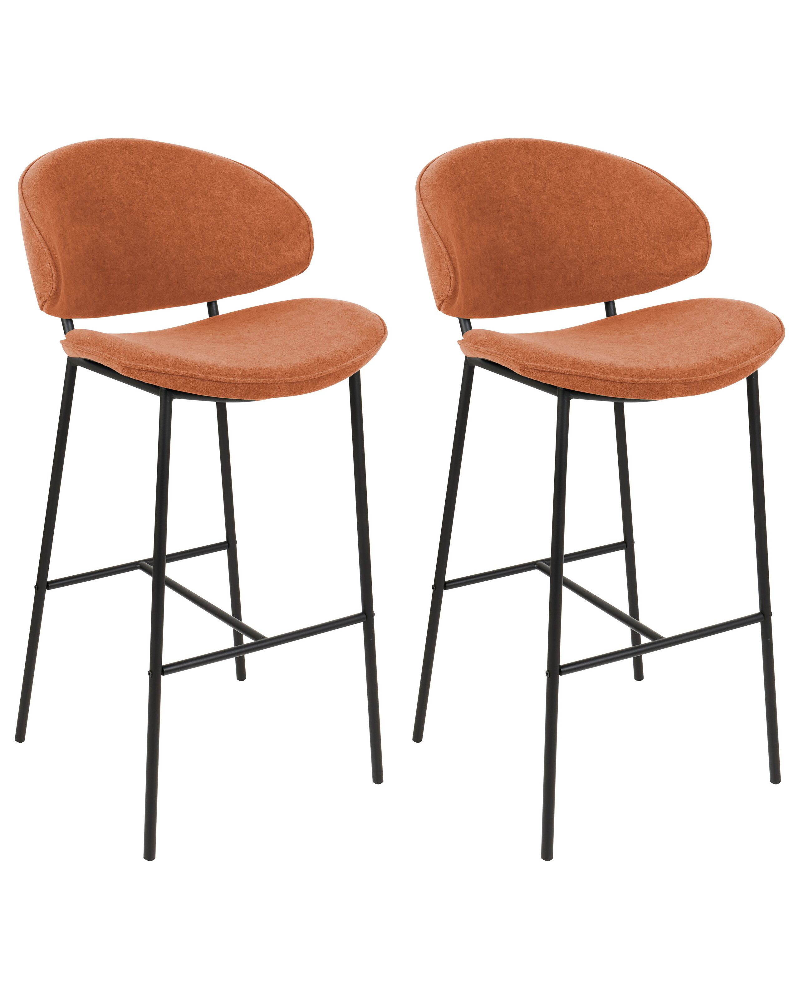 Set of 2 Fabric Bar Chairs Orange KIANA - Gemini Interiors