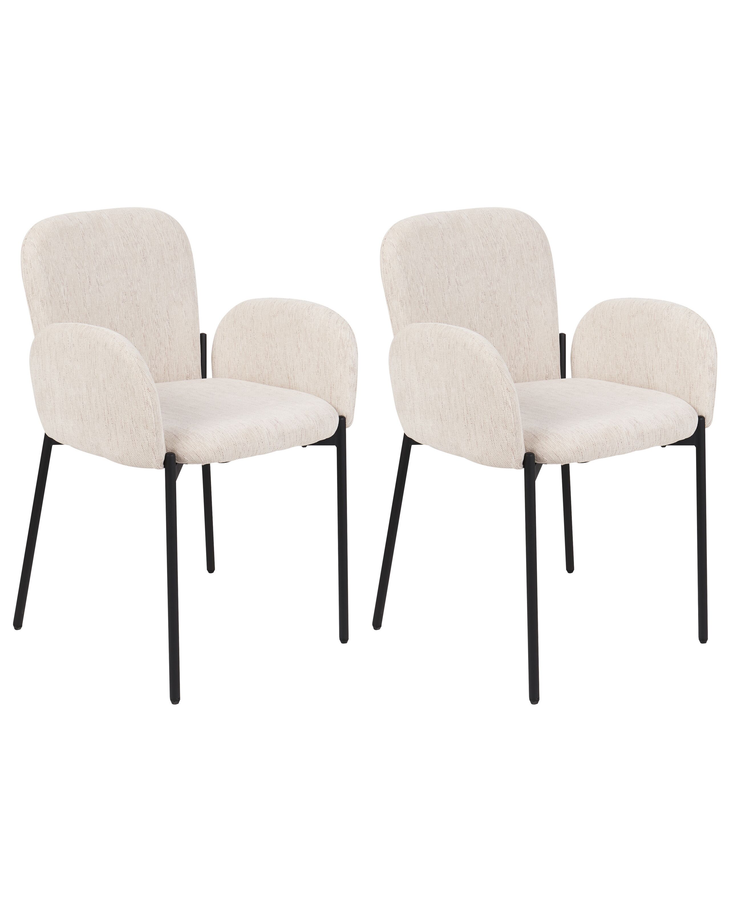 Set of 2 Fabric Dining Chairs Beige ALBEE - Gemini Interiors