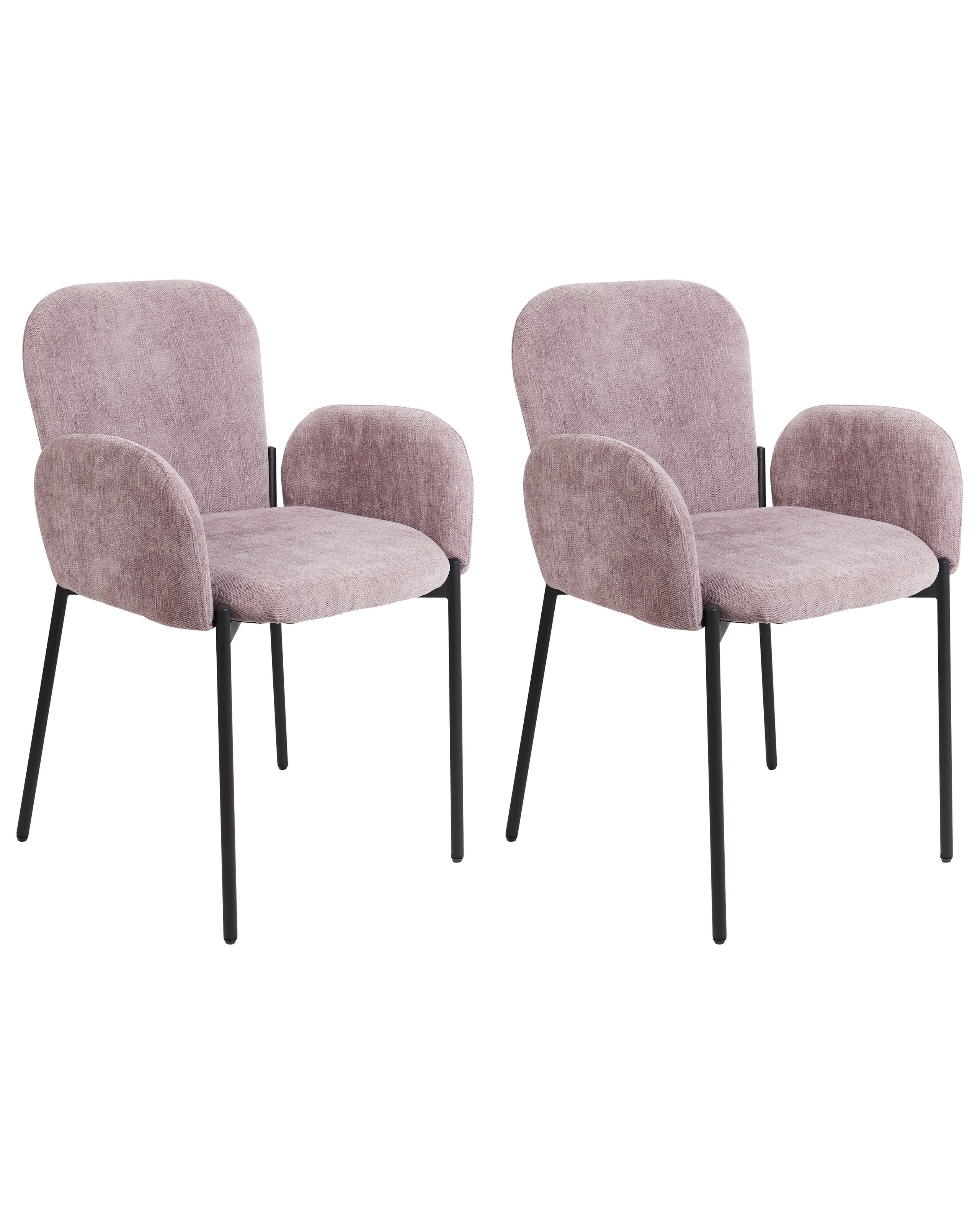 Set of 2 Fabric Dining Chairs Pink ALBEE - Gemini Interiors