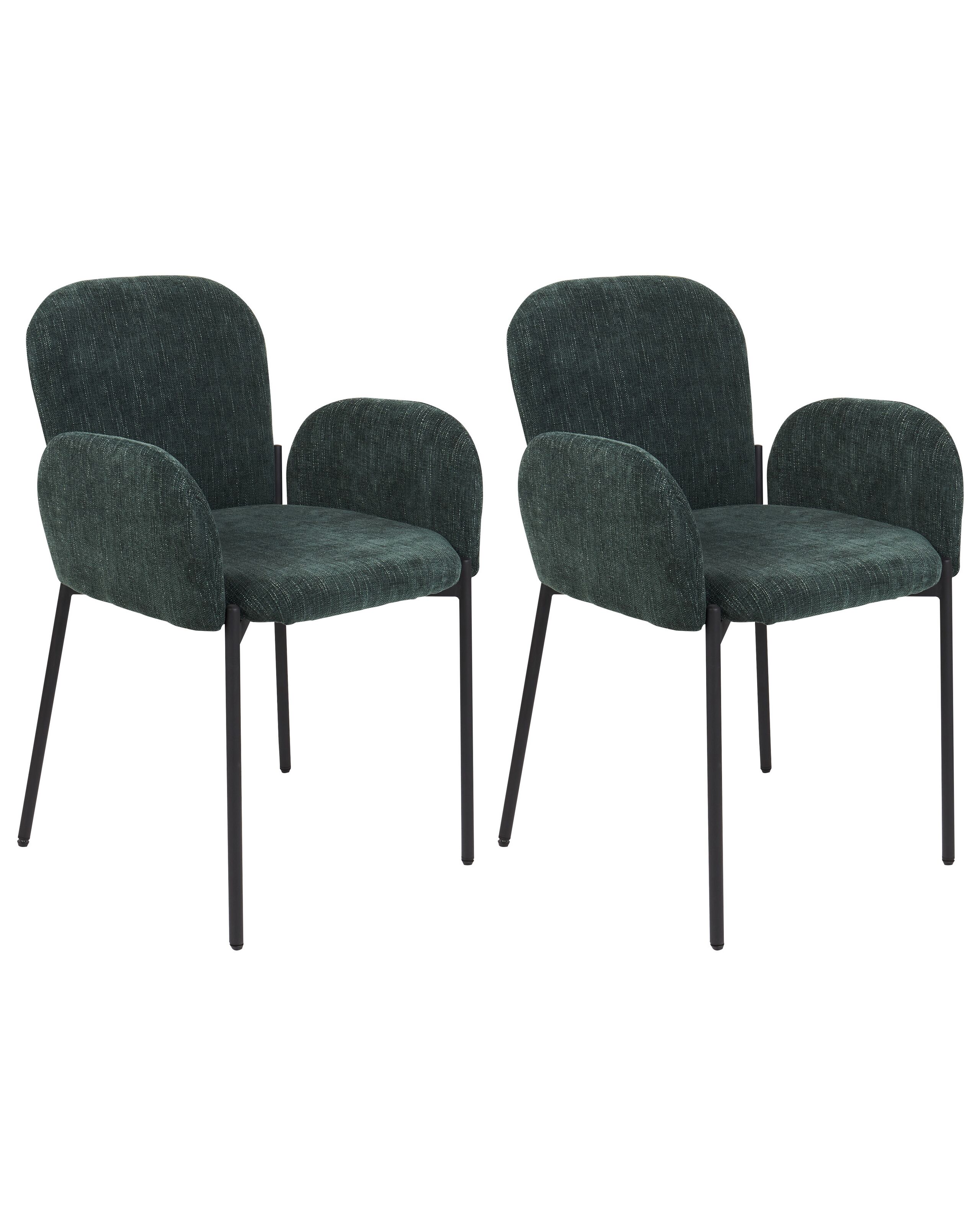 Set of 2 Fabric Dining Chairs Dark Green ALBEE - Gemini Interiors