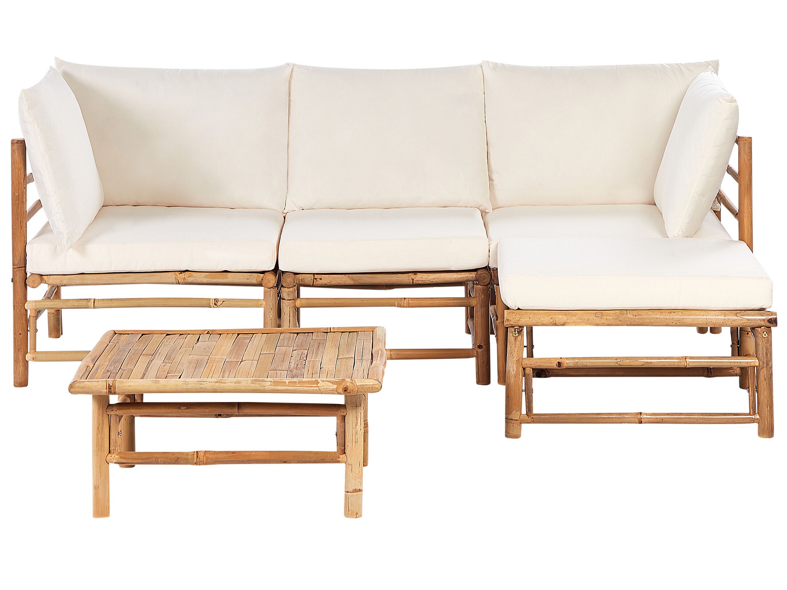 4 Seater Bamboo Garden Corner Sofa Set Off-White CERRETO - Gemini Interiors