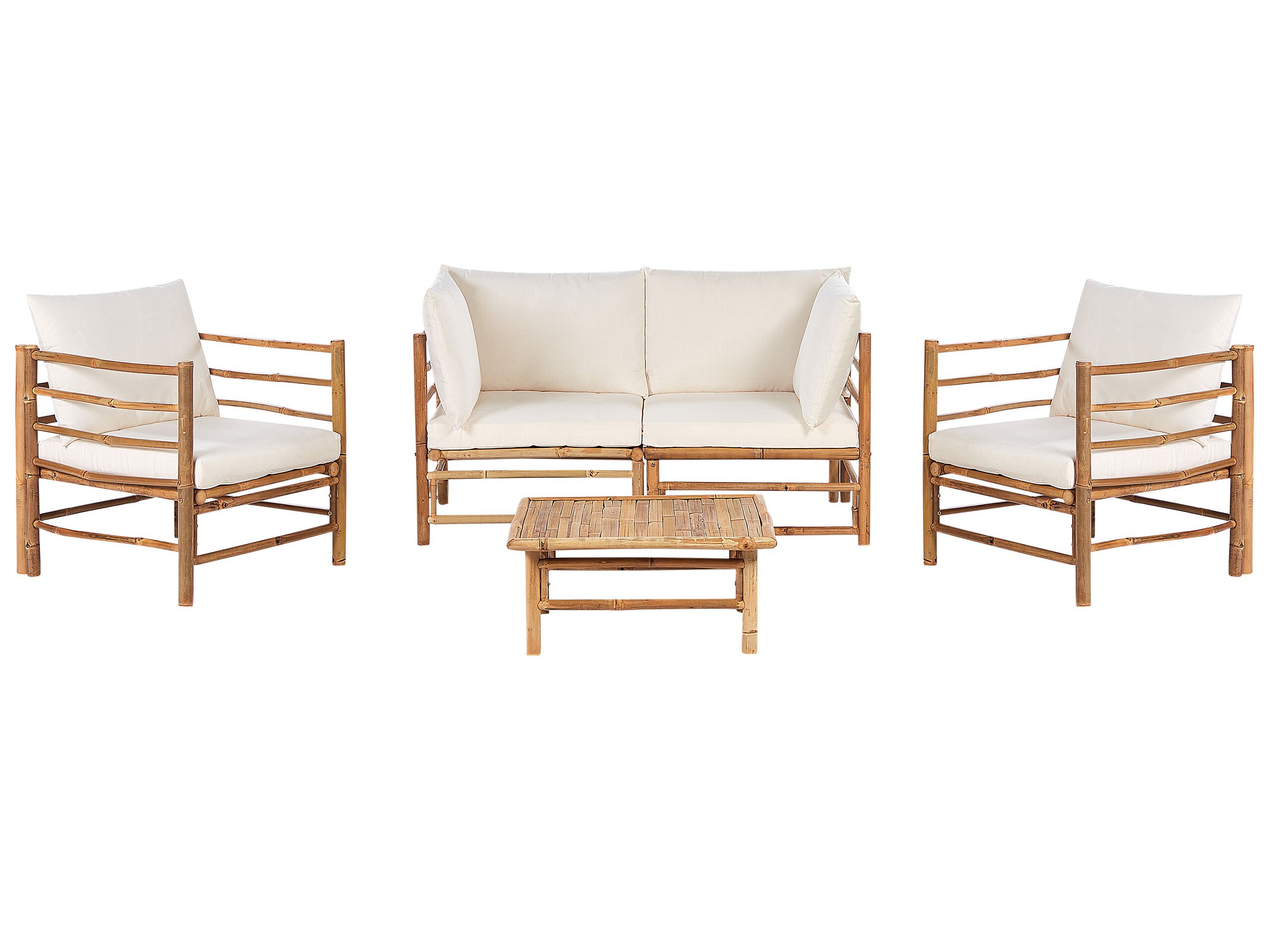 4 Seater Bamboo Garden Sofa Set Off-White CERRETO - Gemini Interiors