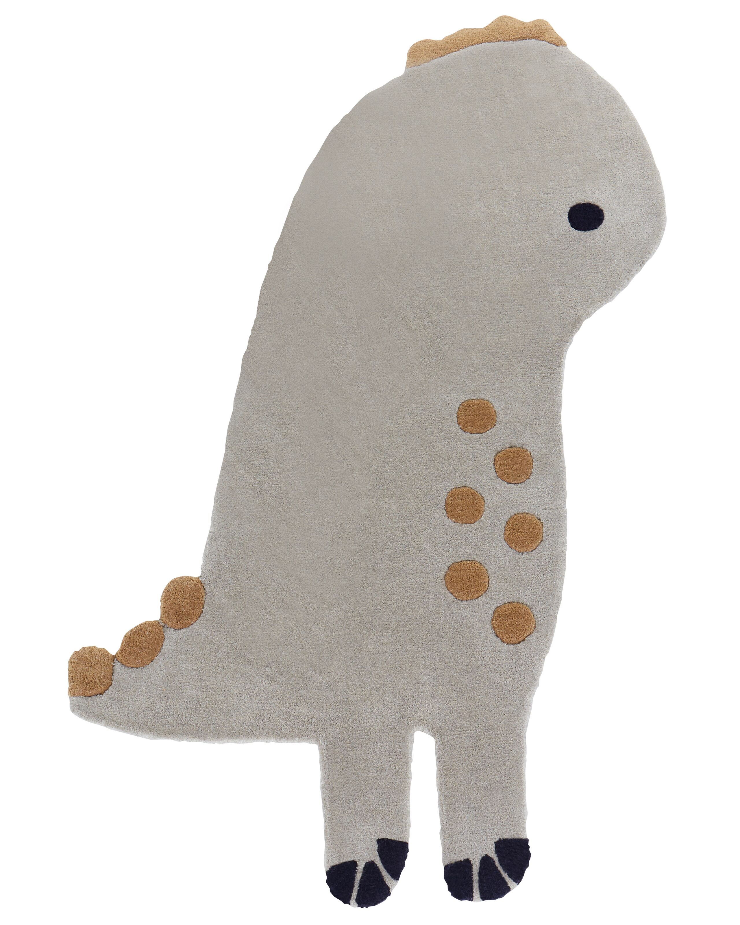 Wool Kids Rug Dinosaur 100x160cm Grey - Gemini Interiors