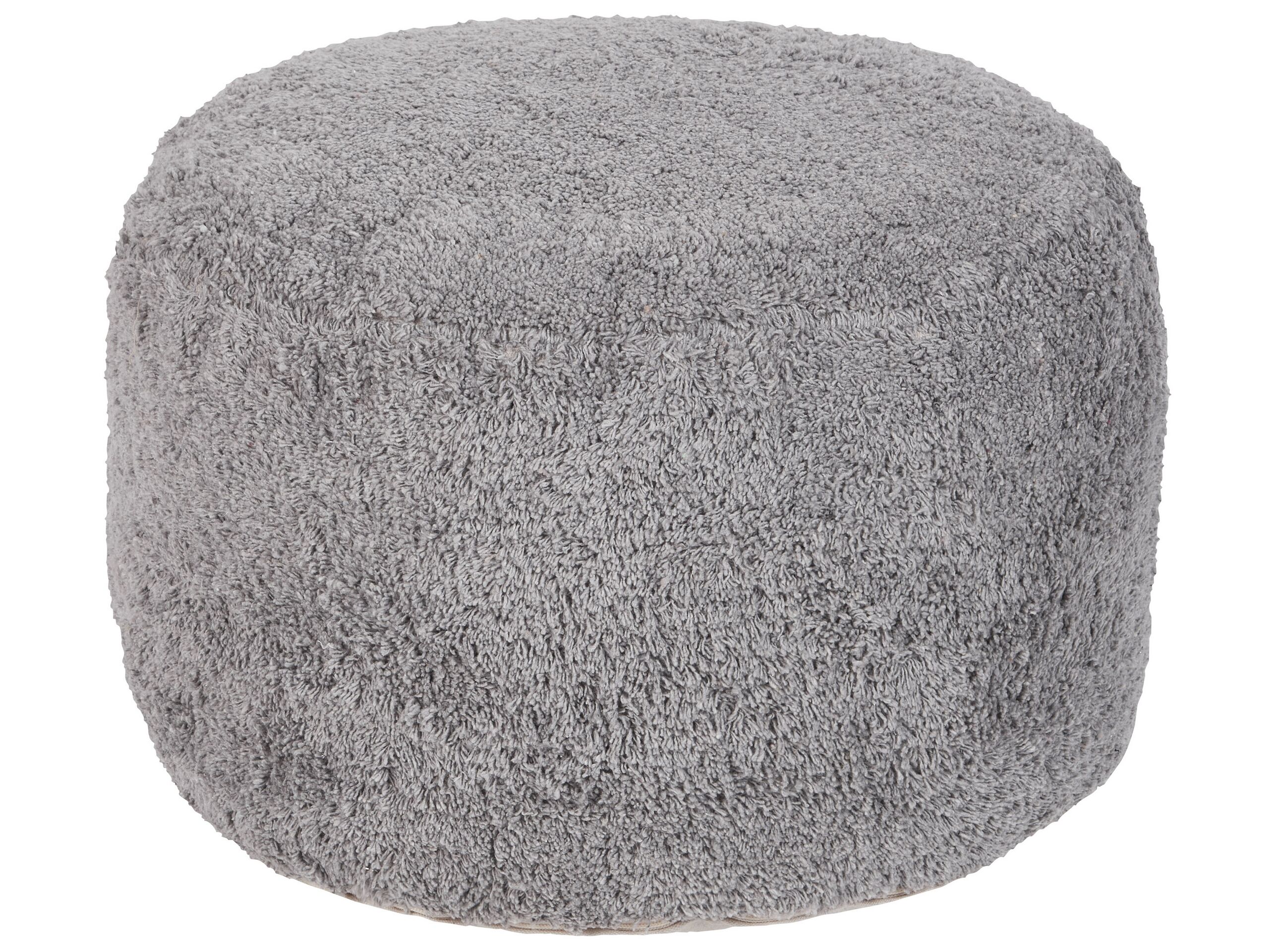 Cotton Pouffe 50 x 35 cm Grey KANDHKOT - Gemini Interiors