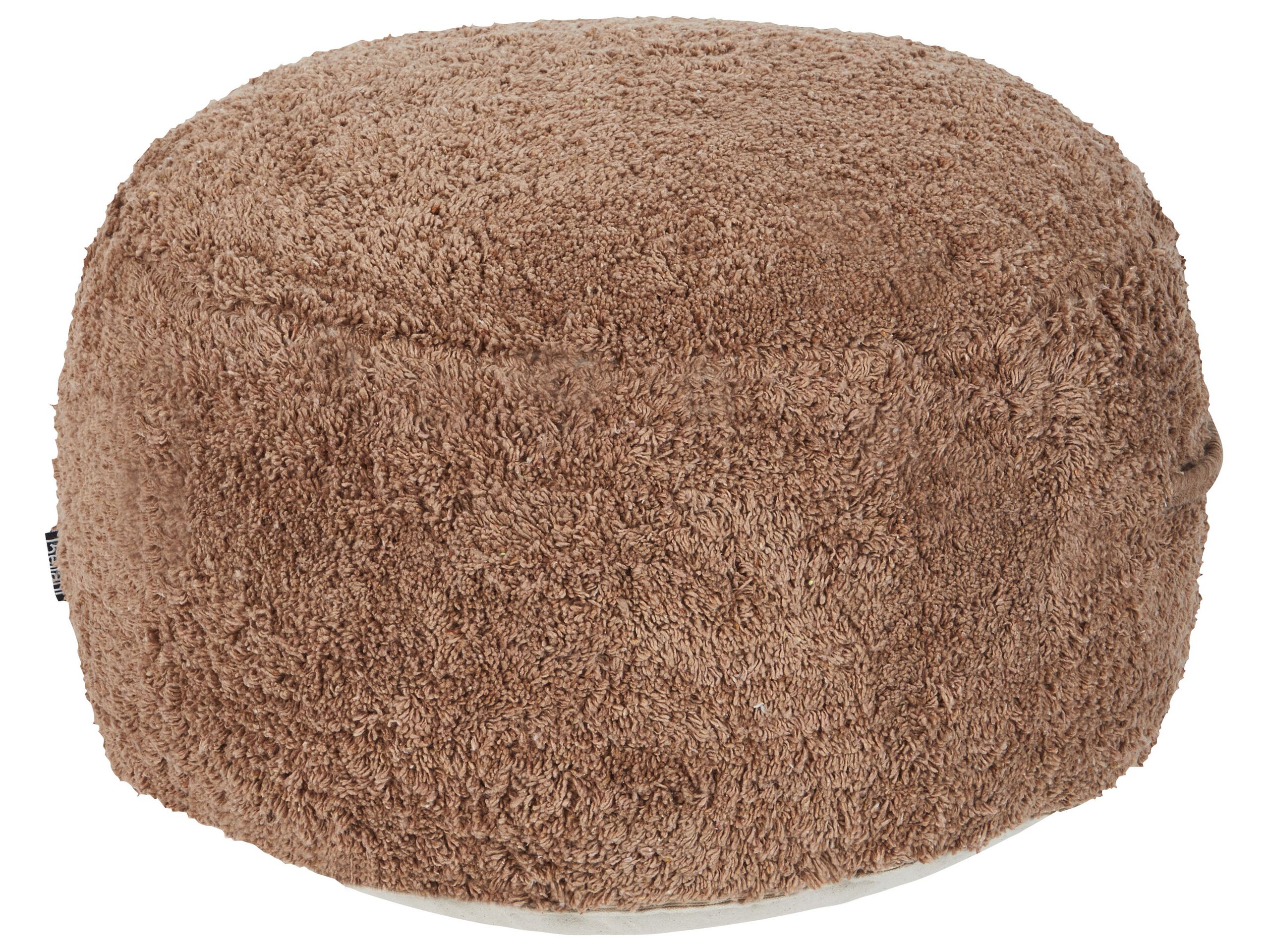Cotton Pouffe 50 x 35 cm Brown KANDHKOT - Gemini Interiors