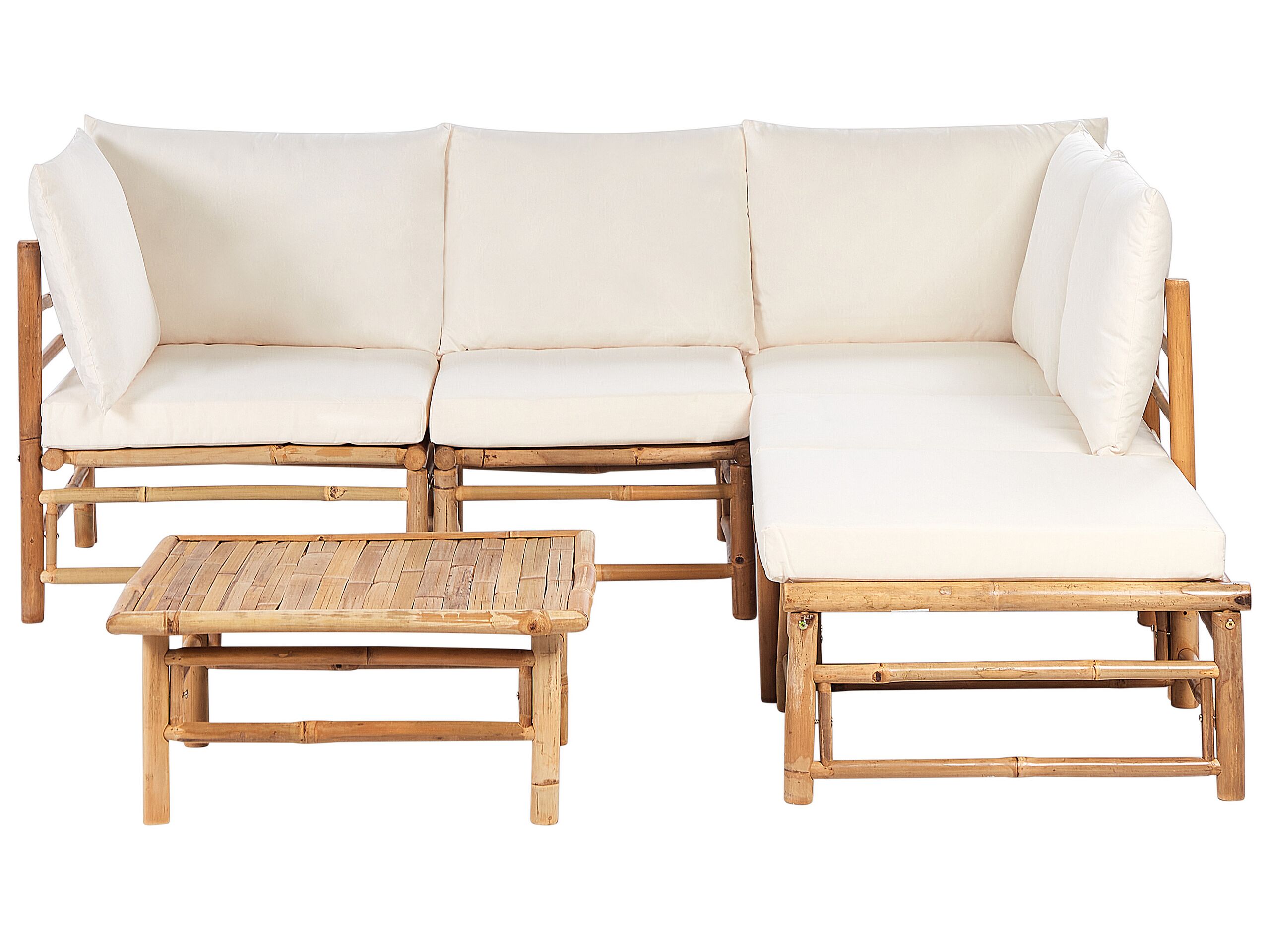 5 Seater Bamboo Garden Corner Sofa Set Off-White CERRETO - Gemini Interiors