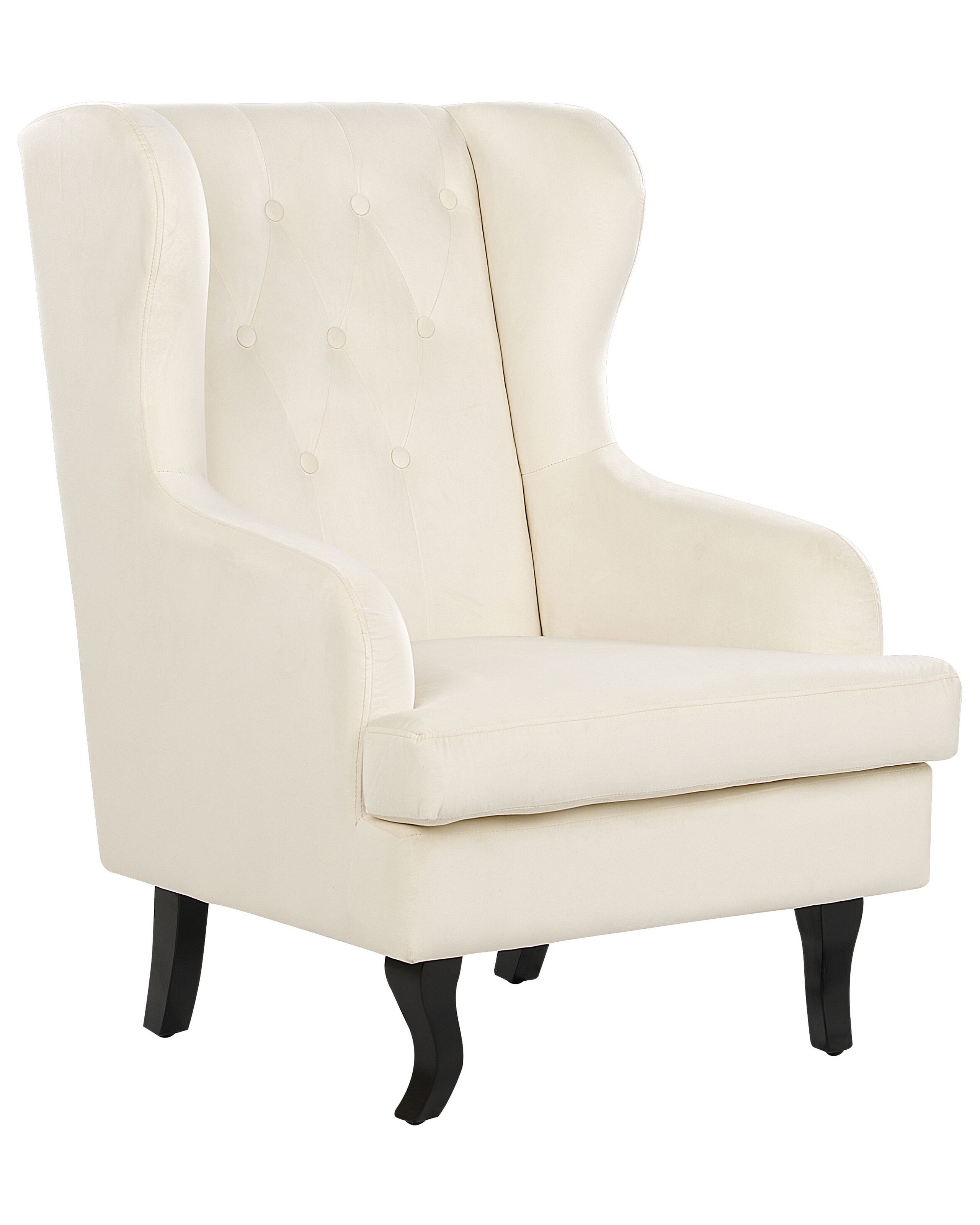 Velvet Fabric Wingback Chair Off-White ALTA - Gemini Interiors