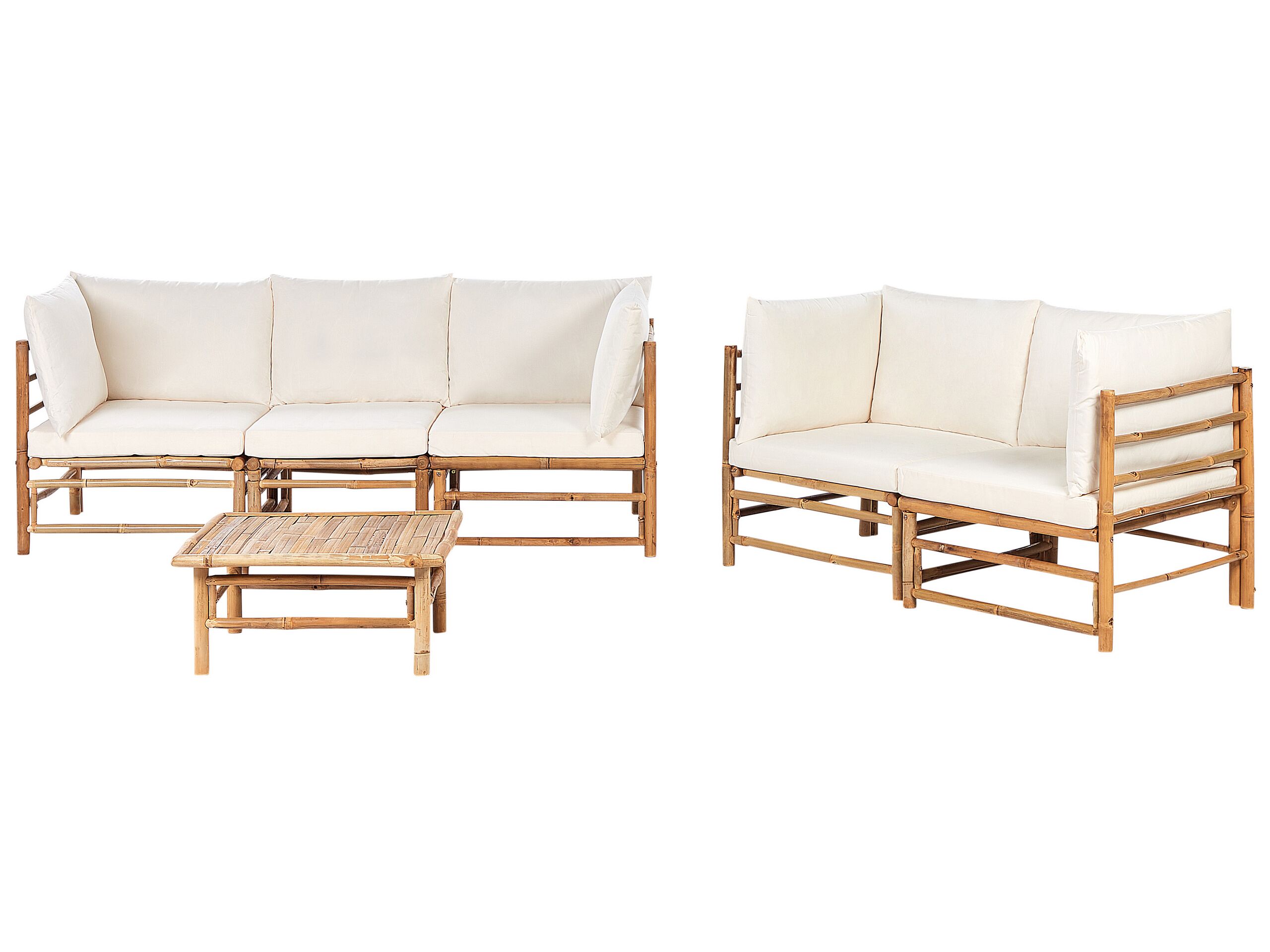 5 Seater Bamboo Garden Sofa Set with Coffee Table Off-White CERRETO - Gemini Interiors