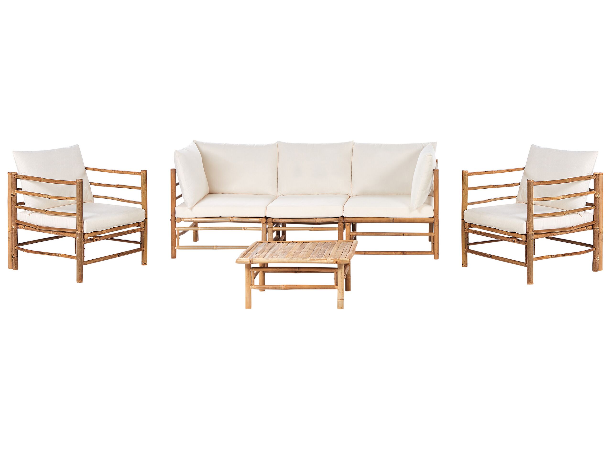 5 Seater Bamboo Garden Sofa Set Off-White CERRETO - Gemini Interiors
