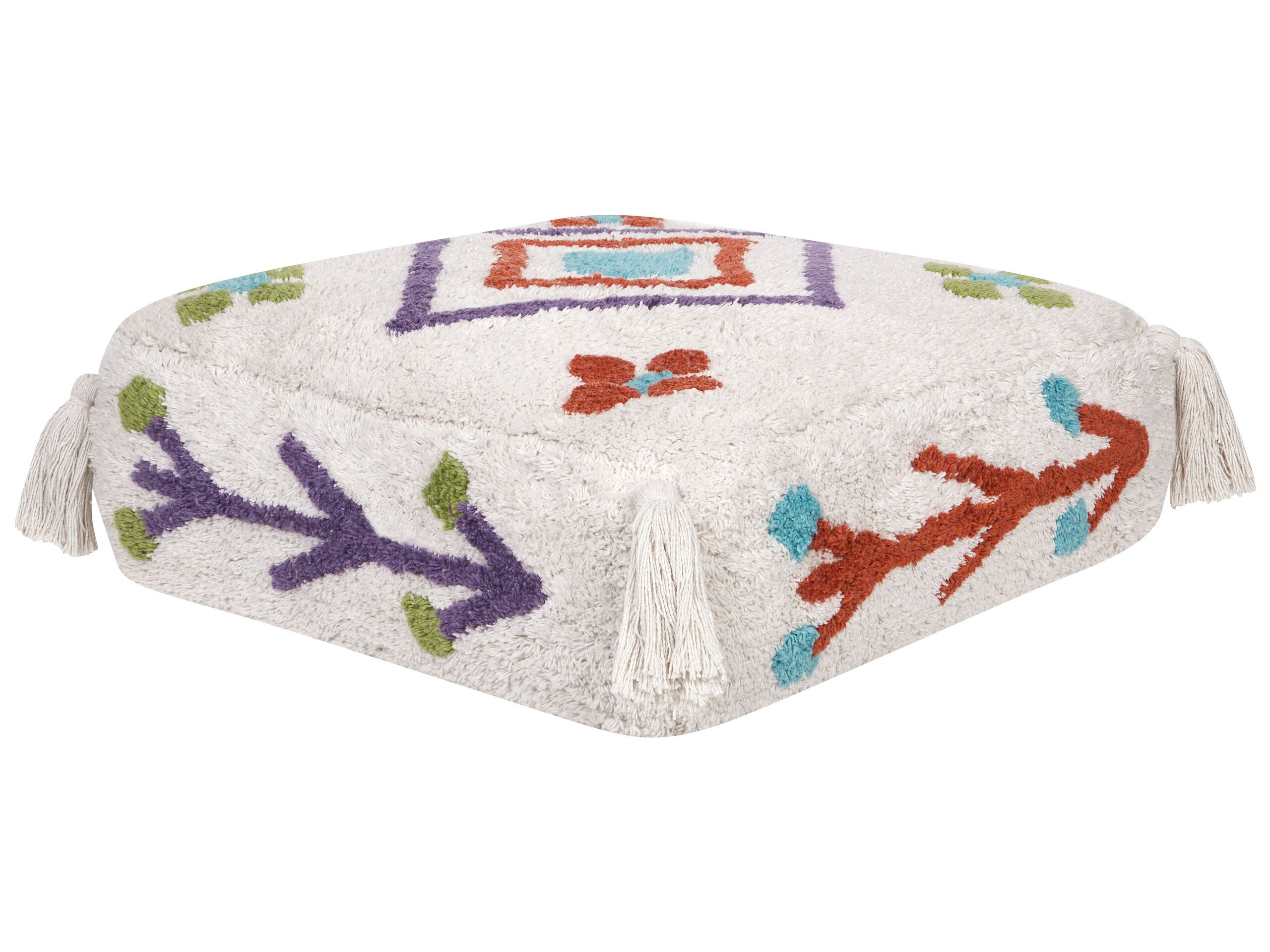 Cotton Floor Cushion 55 x 55 x 20 cm White DIPLO - Gemini Interiors